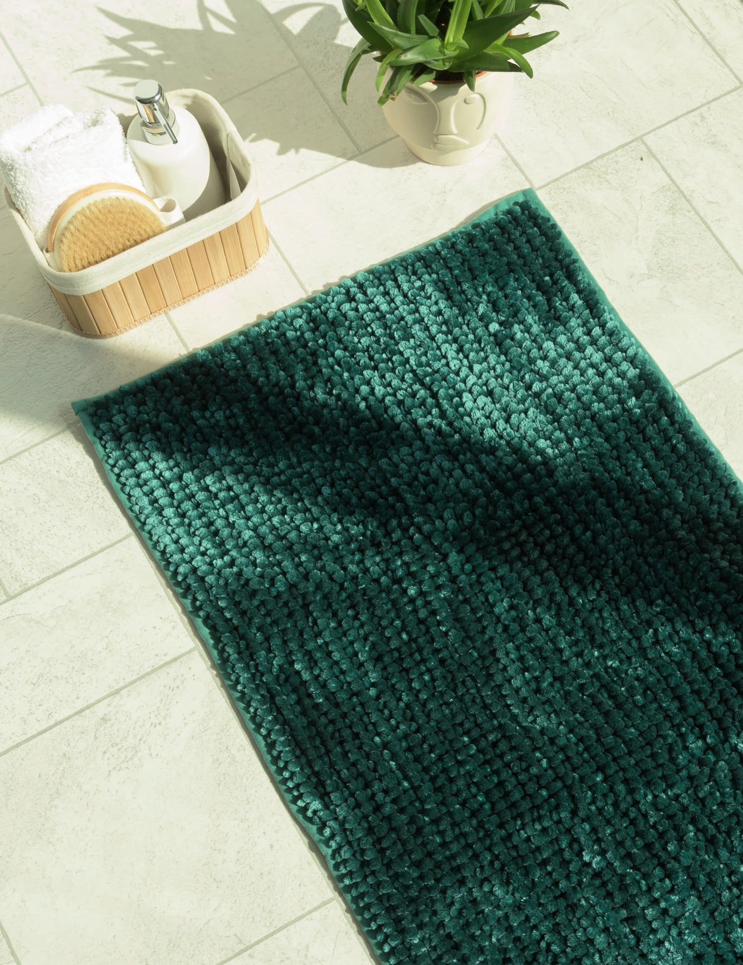 BATHROOM RUG NON-SLIP SOFT THICK CAN BE WASHED 60x90cm GREEN Product width 60 cm