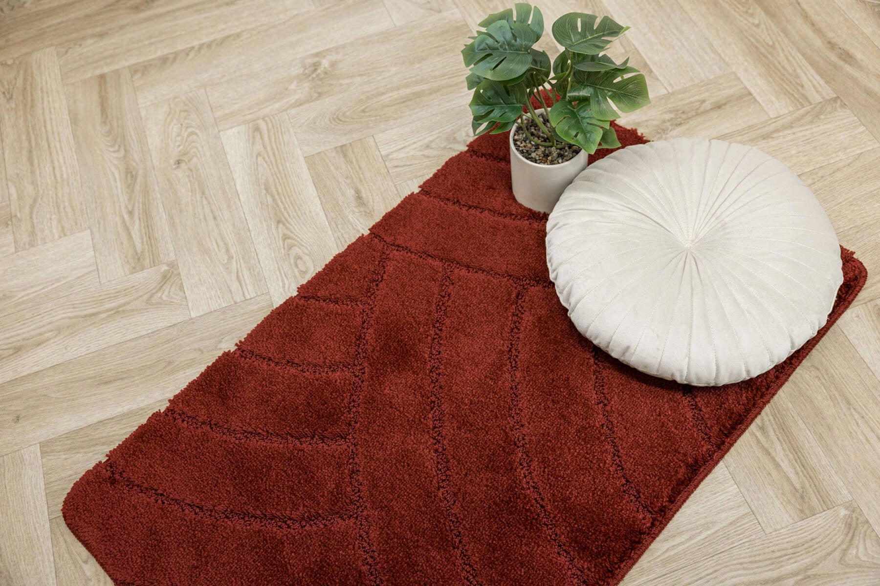 BATHROOM RUG NON-SLIP TOILET MAT BURGUNDY SASH 50x80 cm Brand Akcila