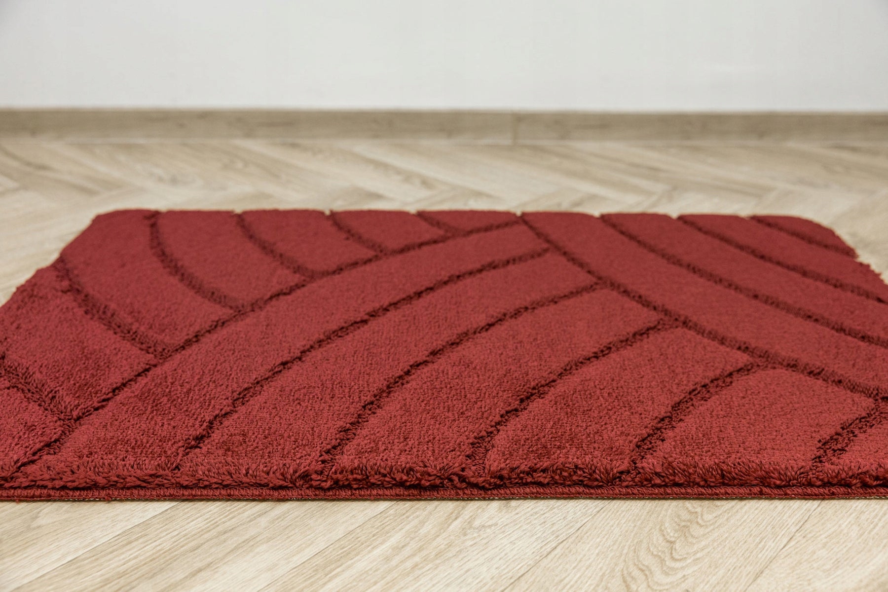 BATHROOM RUG NON-SLIP TOILET MAT BURGUNDY SASH 50x80 cm Color red