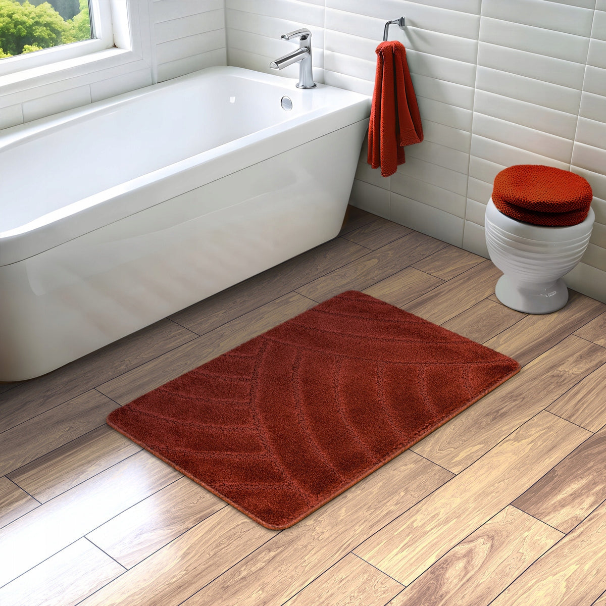 BATHROOM RUG NON-SLIP TOILET MAT BURGUNDY SASH 50x80 cm Manufacturer code sash carmine