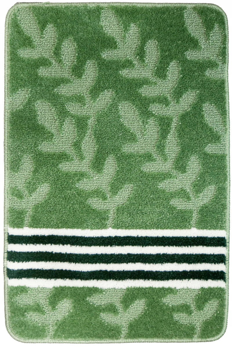 BATHROOM RUG NON-SLIP WC GREEN LEAVES STRIPS NATEL 50x80 cm Length 80 cm