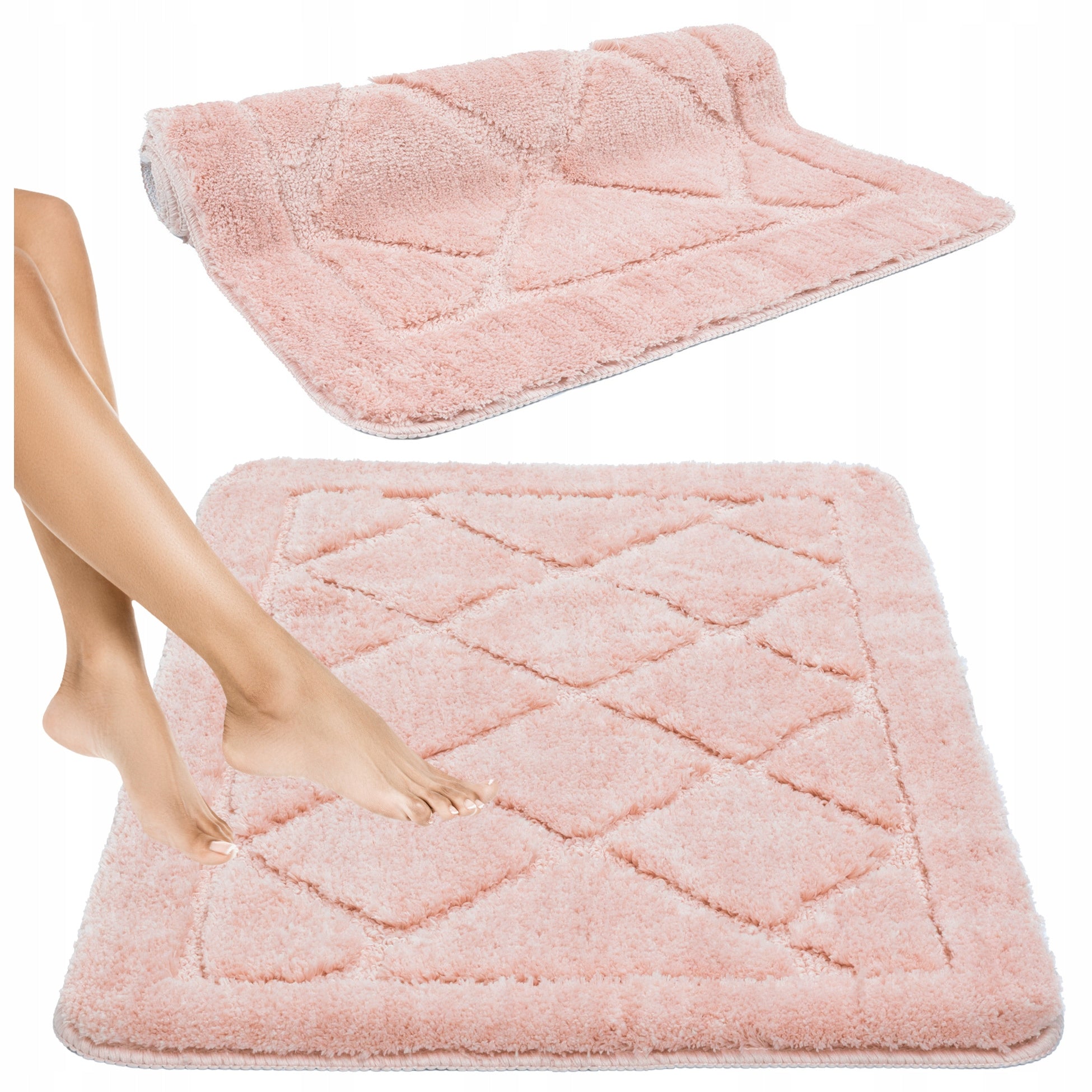 BATHROOM RUG PINK NON-SLIP 50x80cm SOFT FLUFFY ABSORBENT Packaging status original