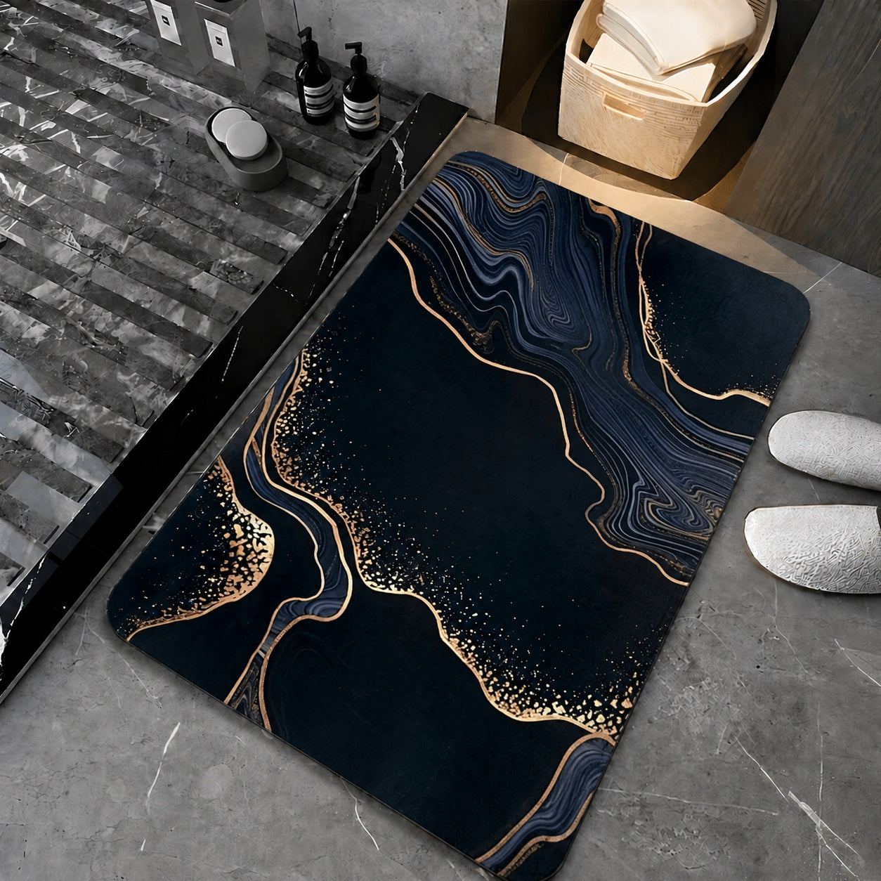 BATHROOM RUG QUICK DRYING NON-SLIP MARBLE BATHROOM MAT Packaging status original