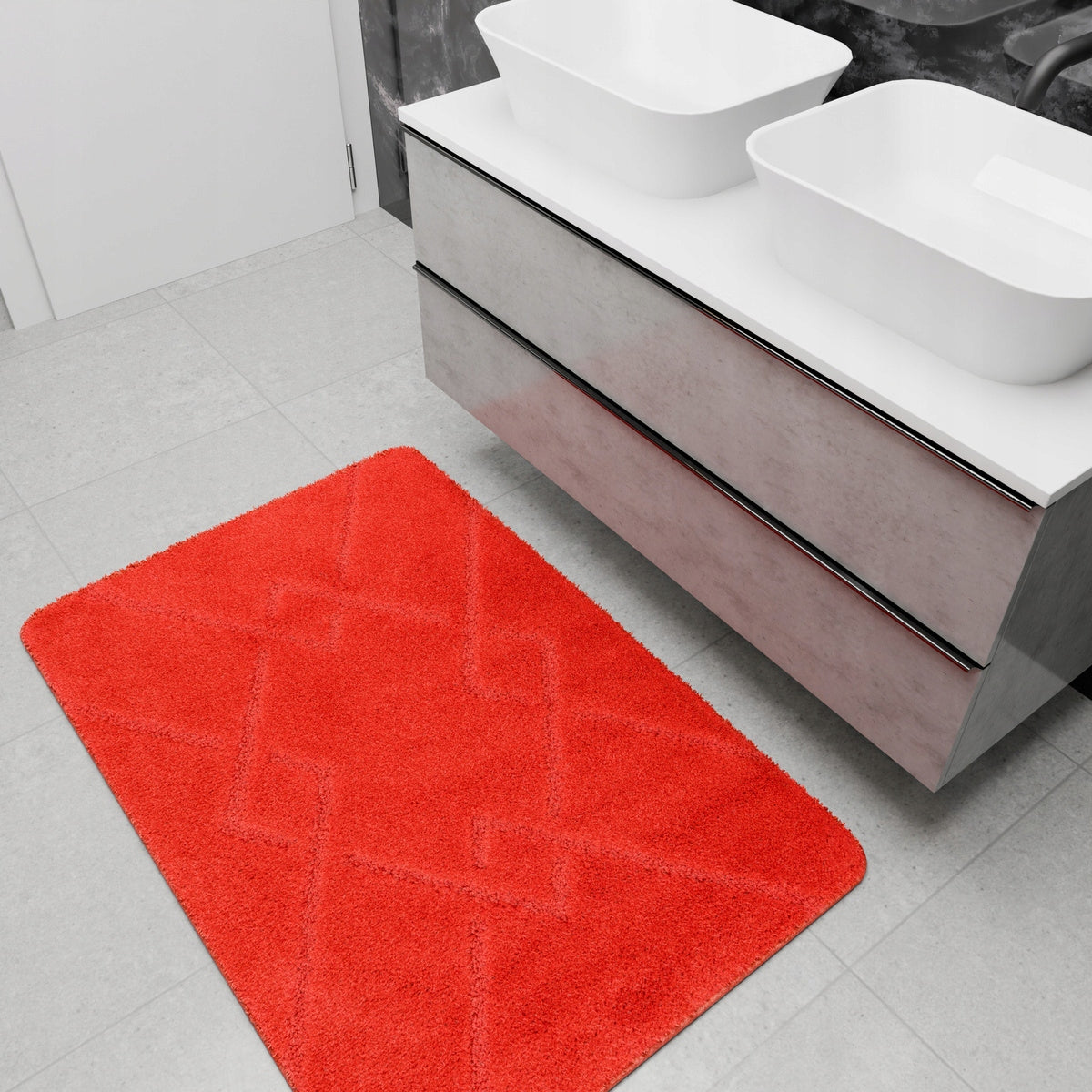 BATHROOM RUG RED NON-SLIP IN DIAMONDS MAT MORENO 60x100 cm Manufacturer code moreno red