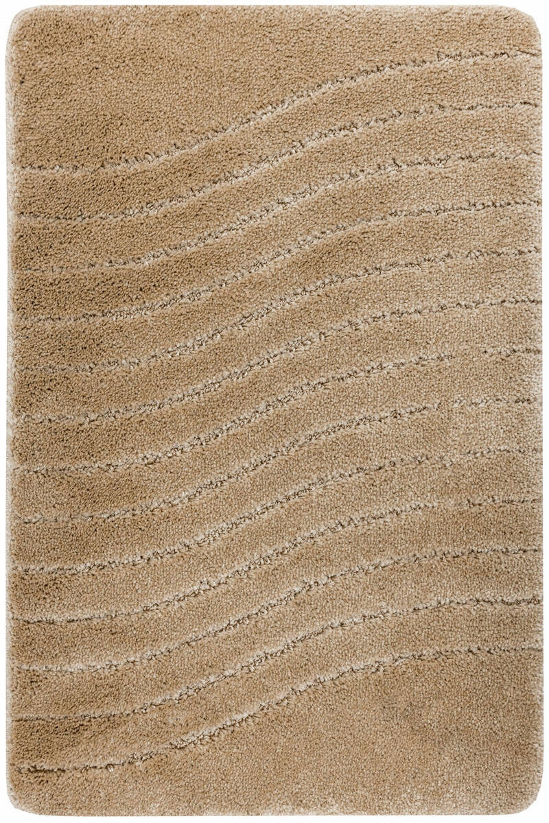 BATHROOM RUG RUBBERIZED FOR TOILET BEIGE WAVES MAT SARA 60x100 cm