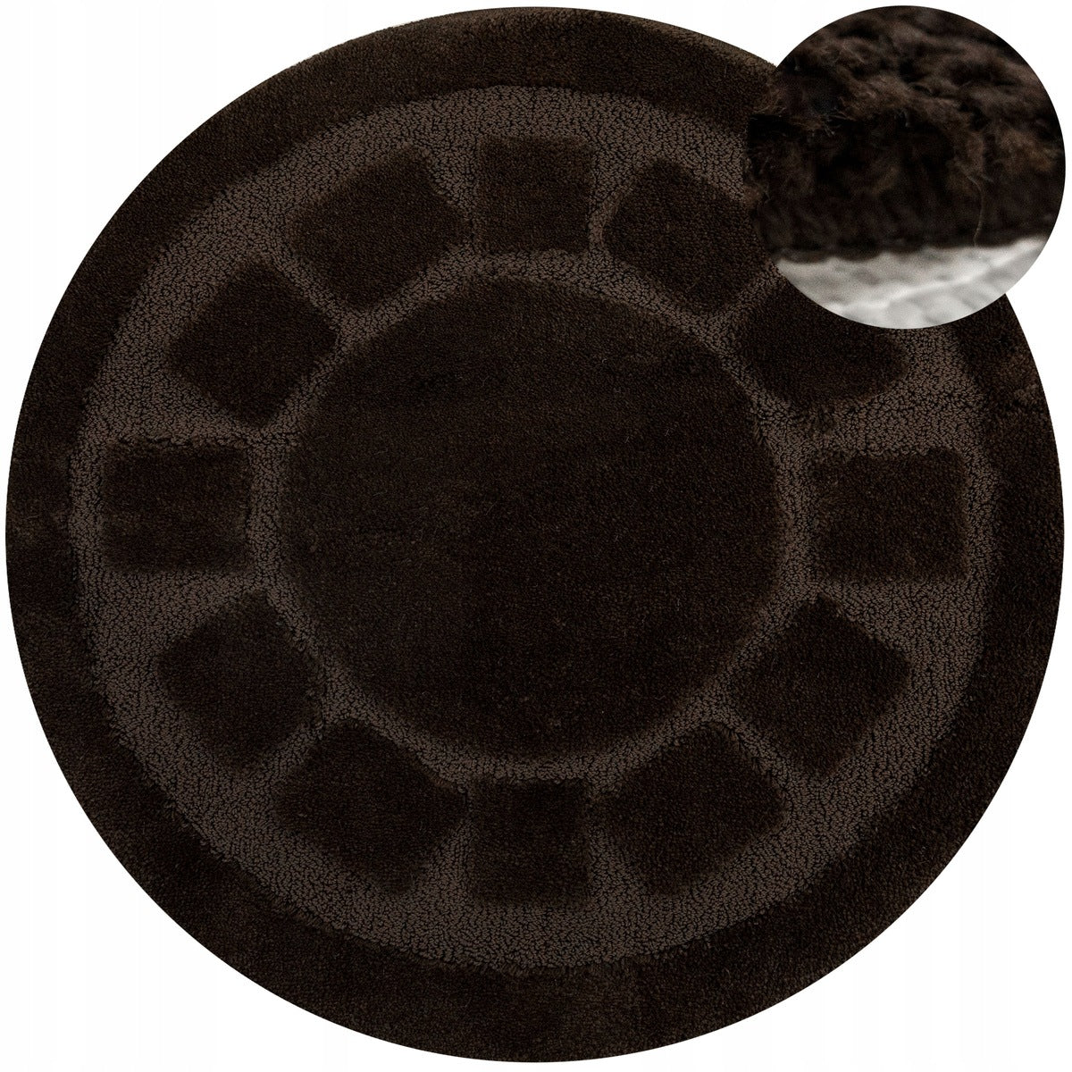 BATHROOM RUG RUBBERIZED FOR WC ROUND WENGE BRONZE OCEAN D. 100 cm