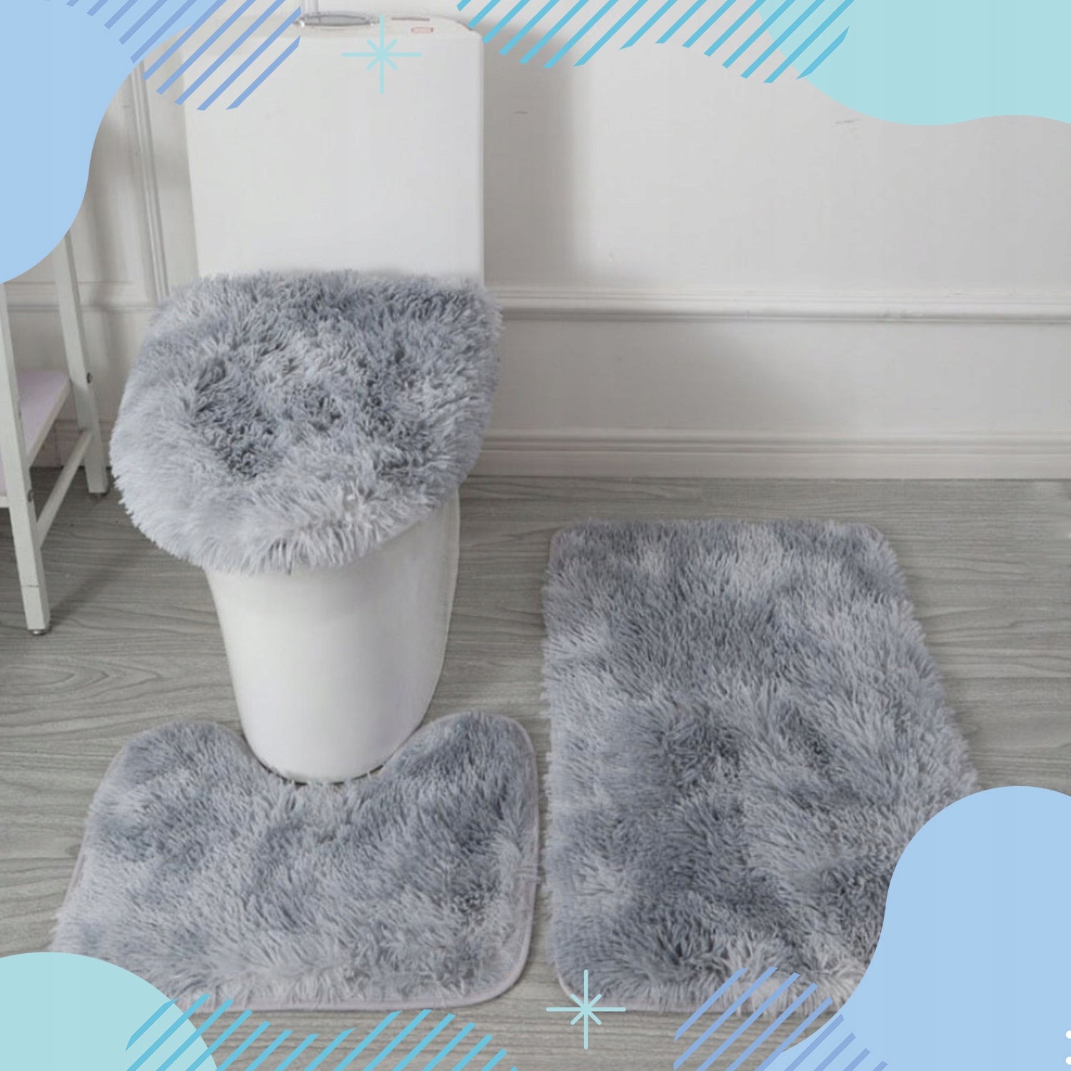 BATHROOM RUG SET 3IN1 QUICK DRYING FOR BATHROOM NON-SLIP 80CM Material polyester