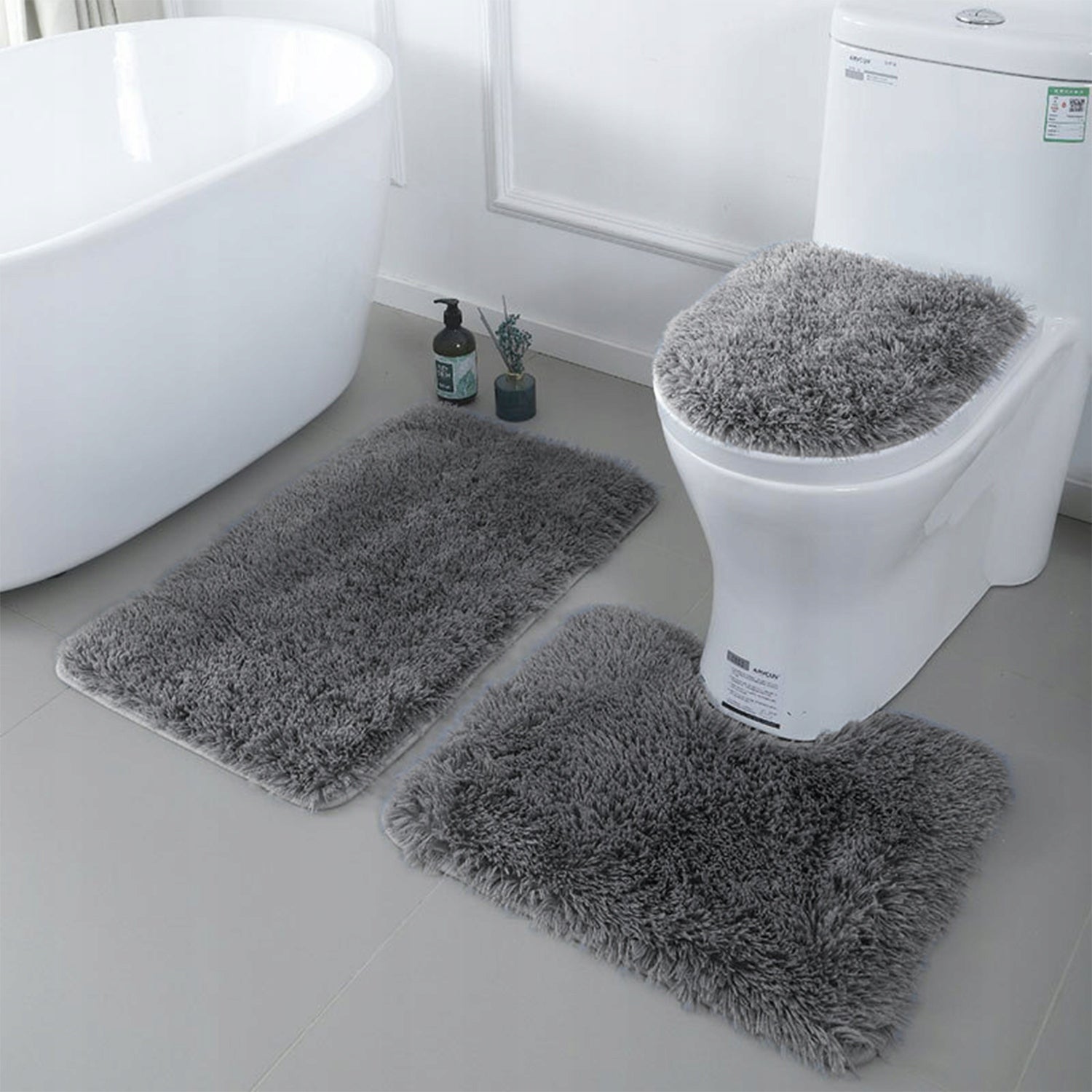 BATHROOM RUG SET 3in1 QUICK-DRYING NON-SLIP SET SOFT Manufacturer code POD TOALETĘ DO ŁAZIENKI NA DESKĘ SEDESOWĄ 2