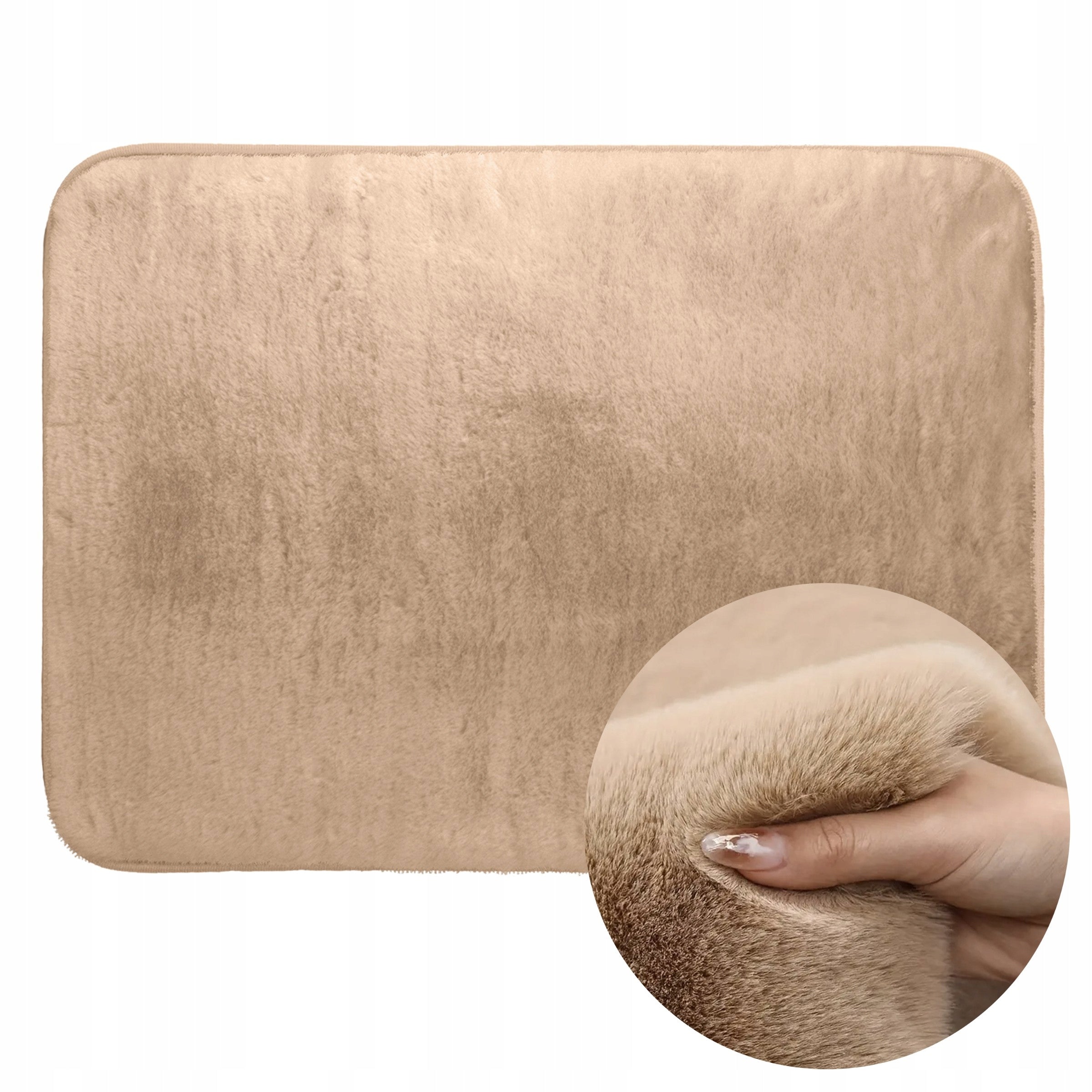 BATHROOM RUG SOFT CARPET ECO FUR MAT NON-SLIP 40x60 BEIGE