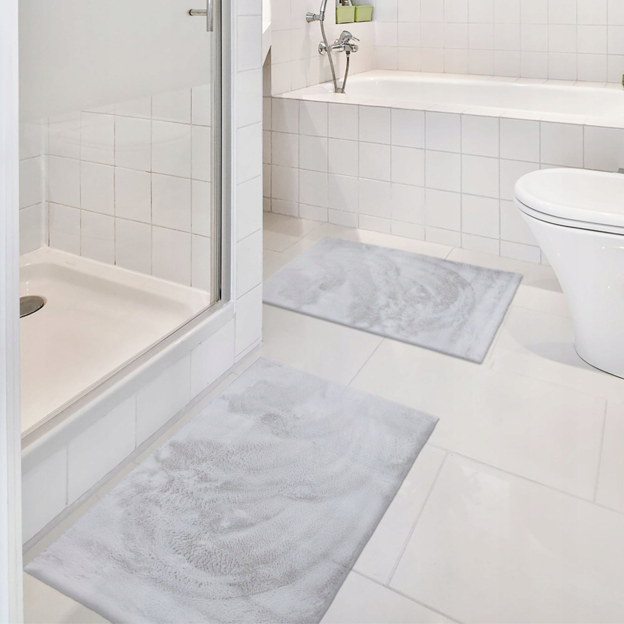 BATHROOM RUG SOFT FUR NON-SLIP GREY 40x60cm Shape rectangle