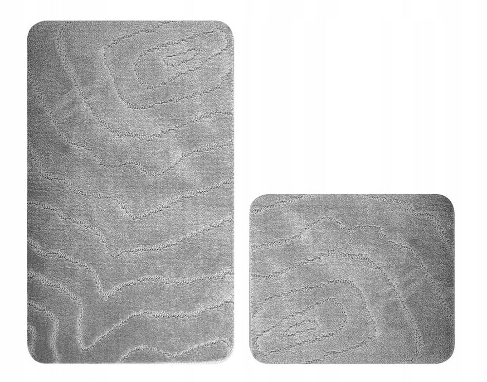BATHROOM RUG SOFT GREY ASH NON-SLIP SET OF 2