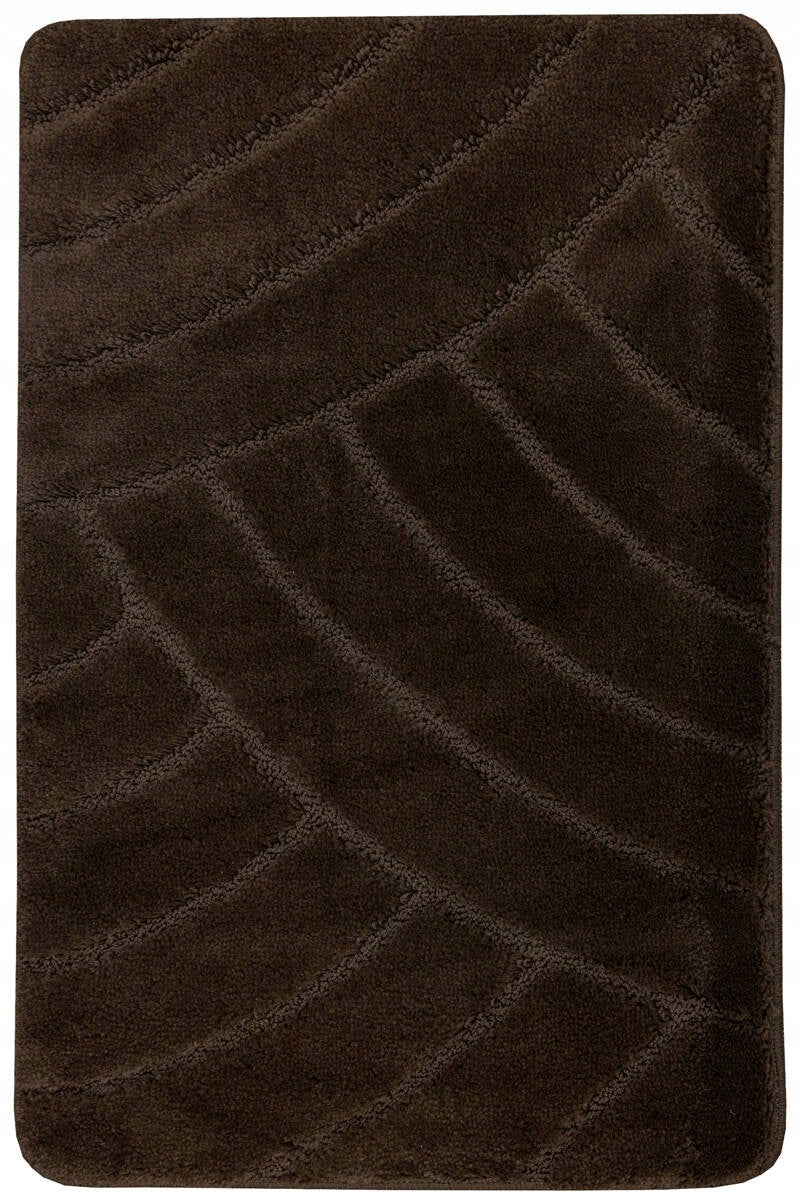 BATHROOM RUG TOILET MAT NON-SLIP BROWN WENGE 50x60 cm Length 60 cm