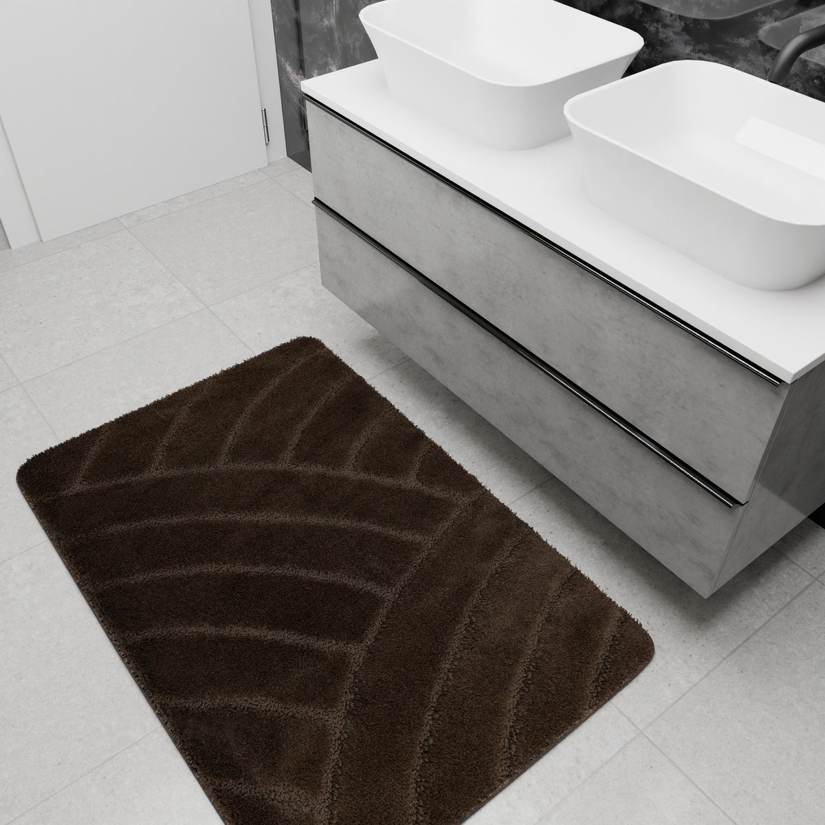 BATHROOM RUG TOILET MAT NON-SLIP BROWN WENGE 50x60 cm Product width 50 cm