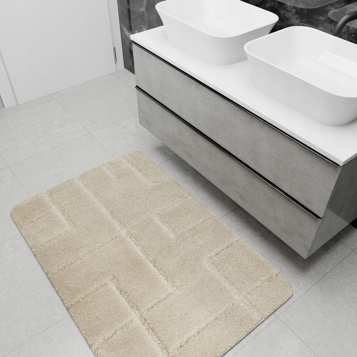 BATHROOM RUG TOILETS NON-SLIP SOFT BEIGE MAT INEZ 50x80 cm Thickness 25 mm
