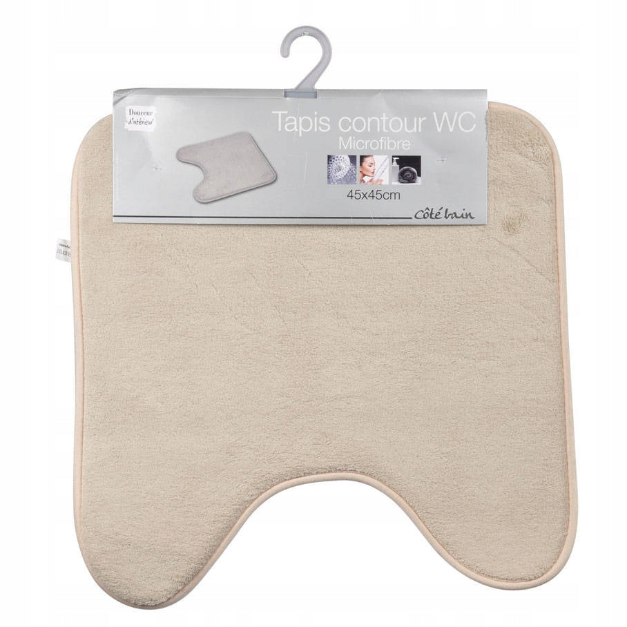 BATHROOM RUG UNDER TOILET BEIGE WITH CUTOUT SOFT MICROFIBER 45 X 45 CM Product width 45 cm