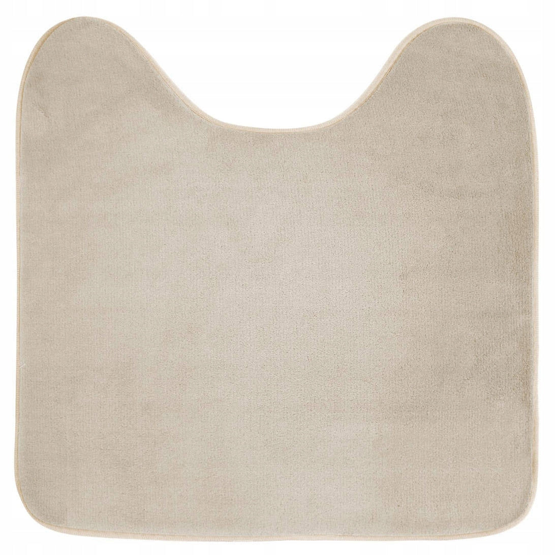 BATHROOM RUG UNDER TOILET BEIGE WITH CUTOUT SOFT MICROFIBER 45 X 45 CM