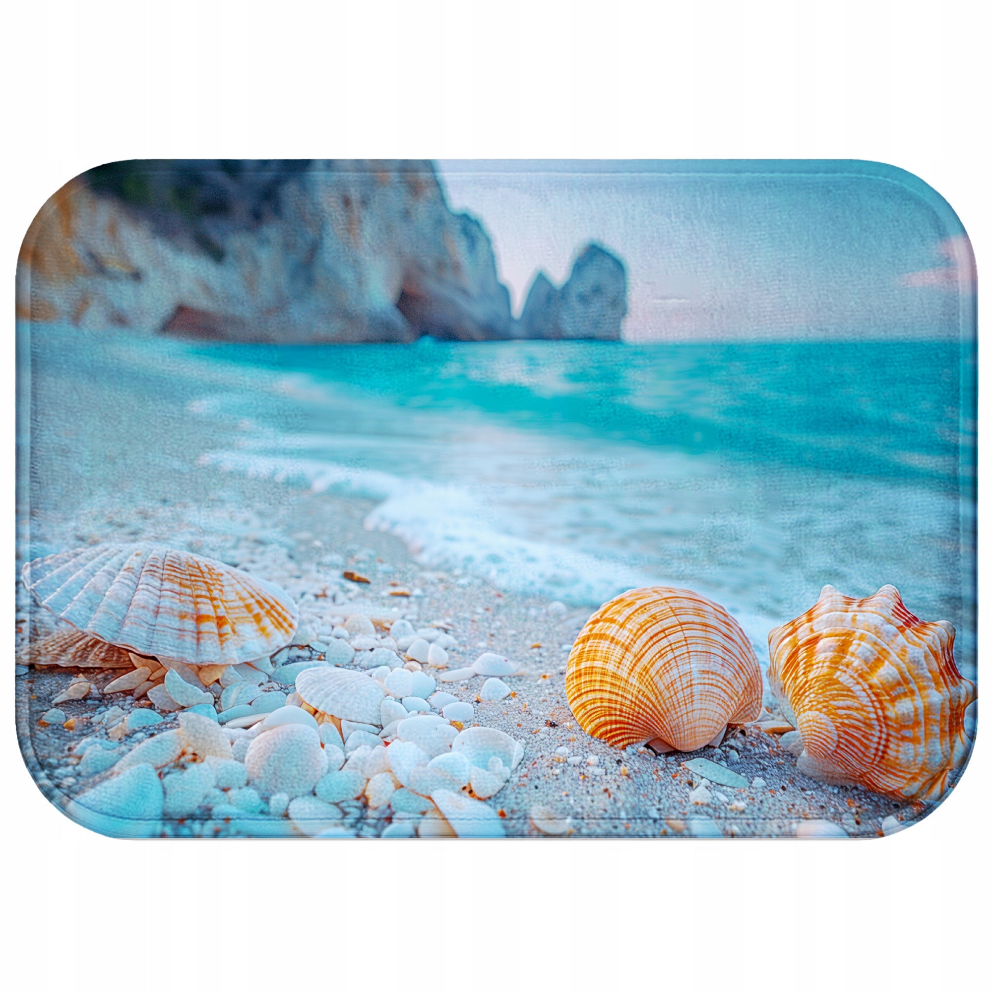 BATHROOM RUG WATERPROOF SOFT 40X60CM QUICK-DRYING SHELLS ON THE BEACH