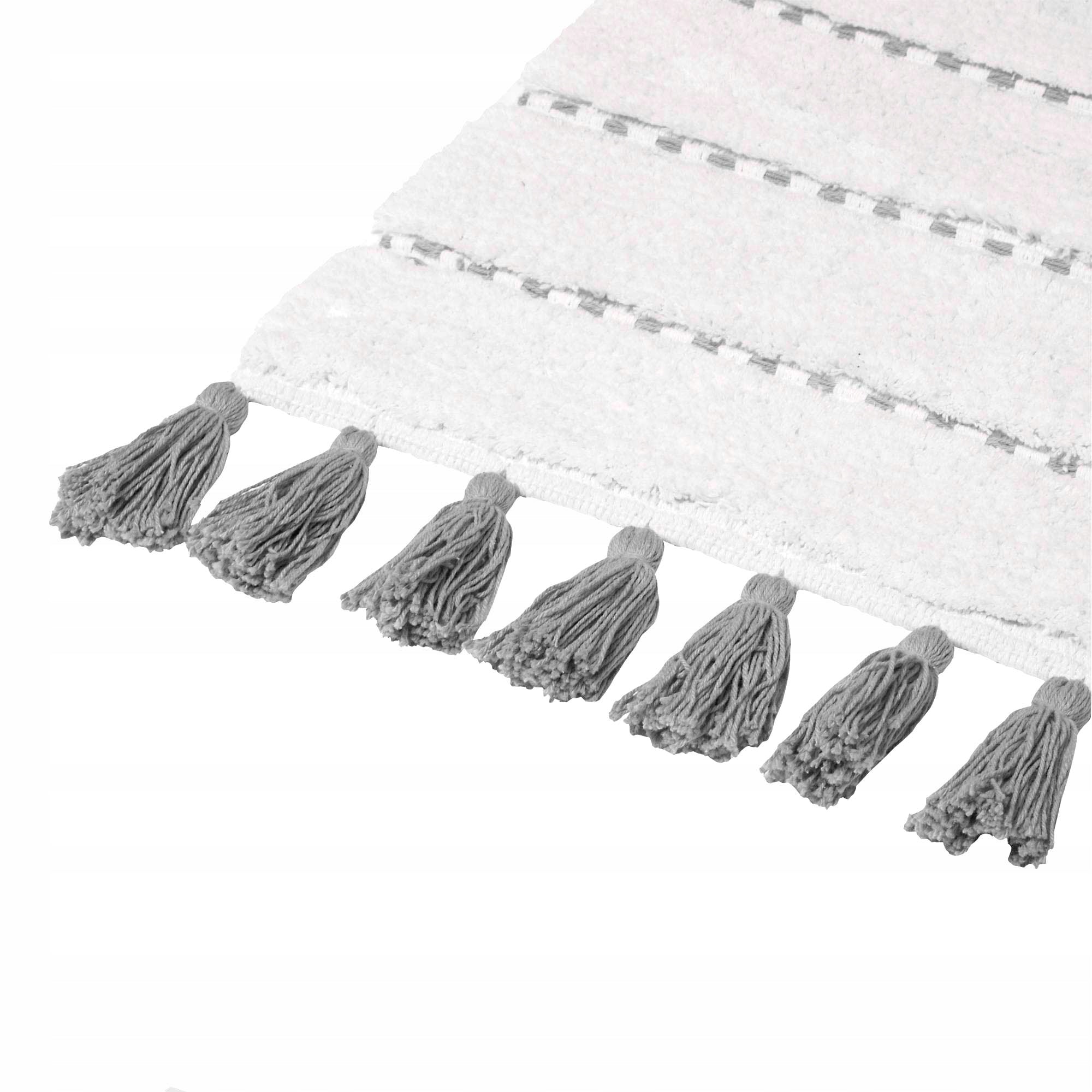 BATHROOM RUG WHITE COTTON 50 x 75 cm BOHO Length 75 cm