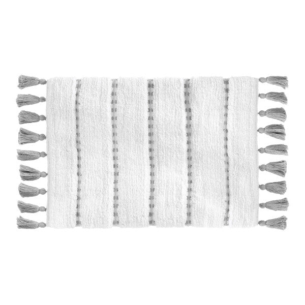 BATHROOM RUG WHITE COTTON 50 x 75 cm BOHO Shape rectangle