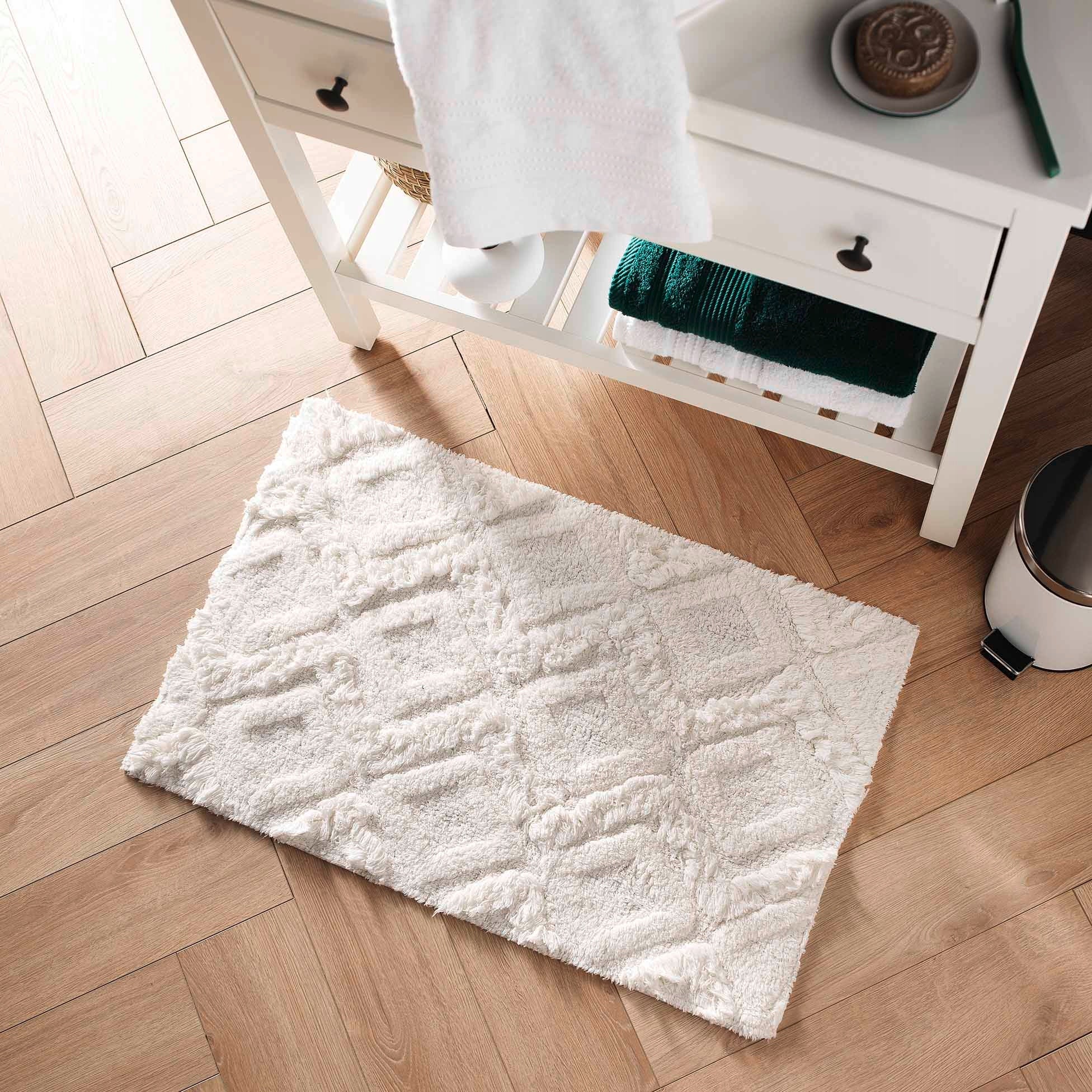 BATHROOM RUG WHITE cotton BOHO 50x80 cm Product width 50 cm