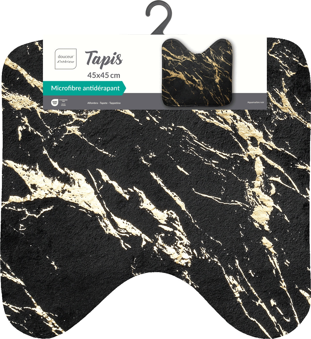 BATHROOM RUG WITH CUTOUT FOR WCMETALIZED GOLD MARBLE AQUAMARBRE