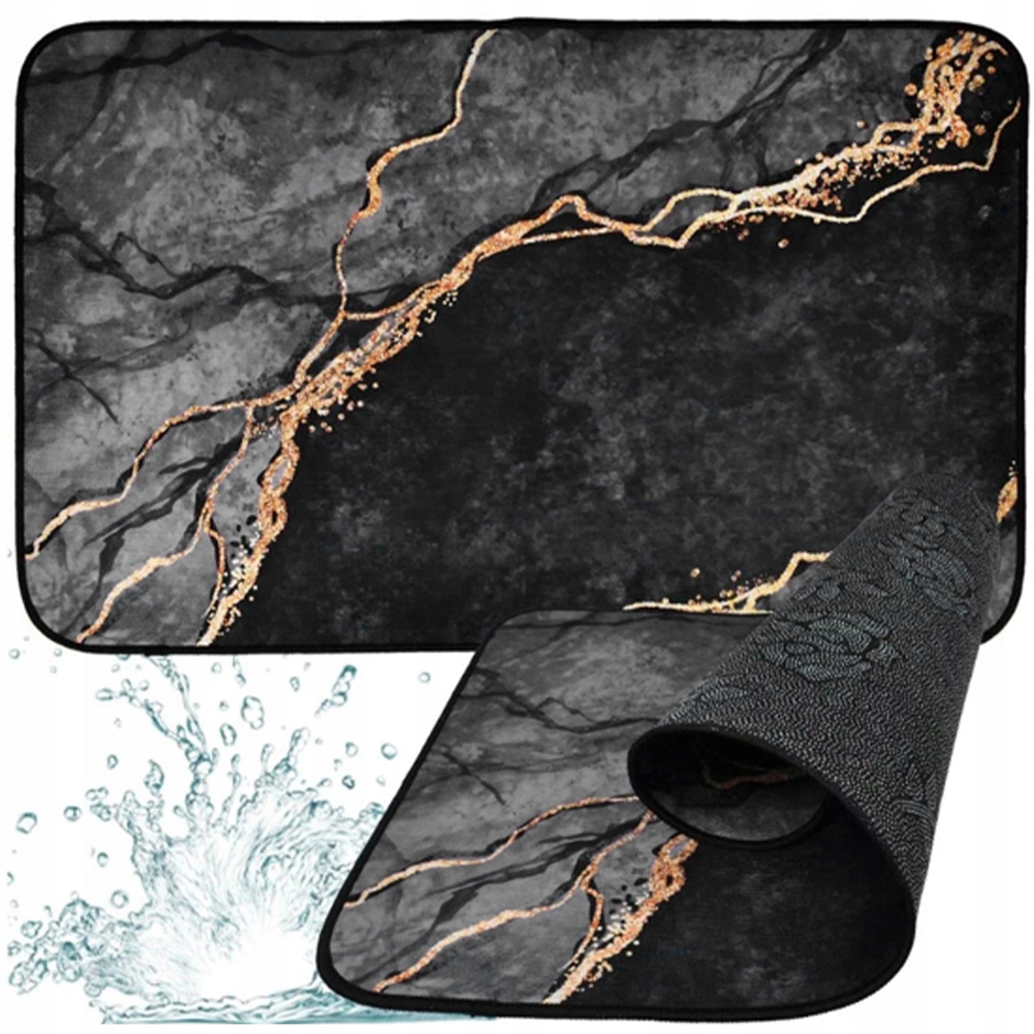 BATHROOM RUG XXL 80X50 GREY MARBLE NON-SLIP WARM PLEASANT Packaging status original