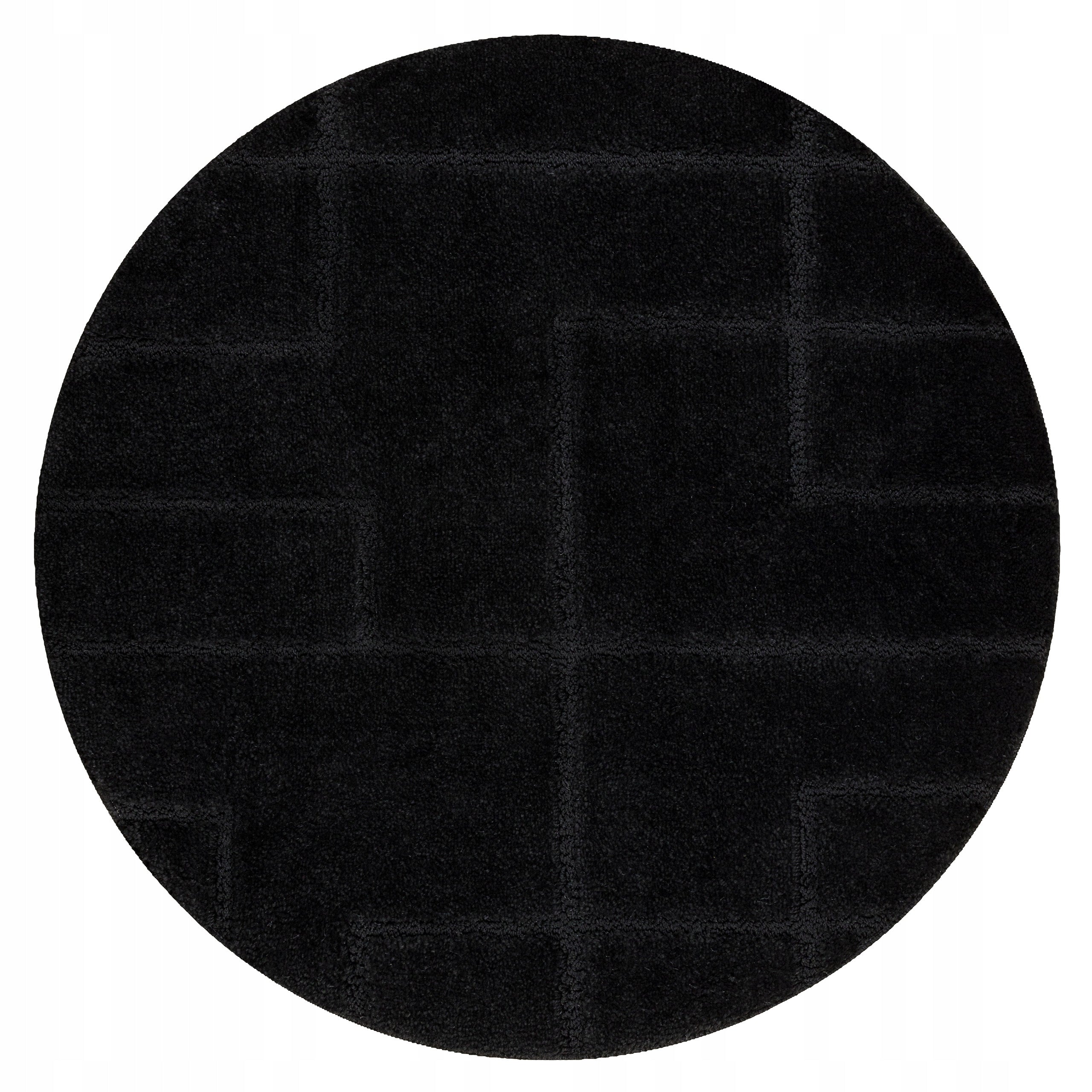 BATHROOM RUG circle 50 cm LINES BLACK NON-SLIP SOFT #KPL277