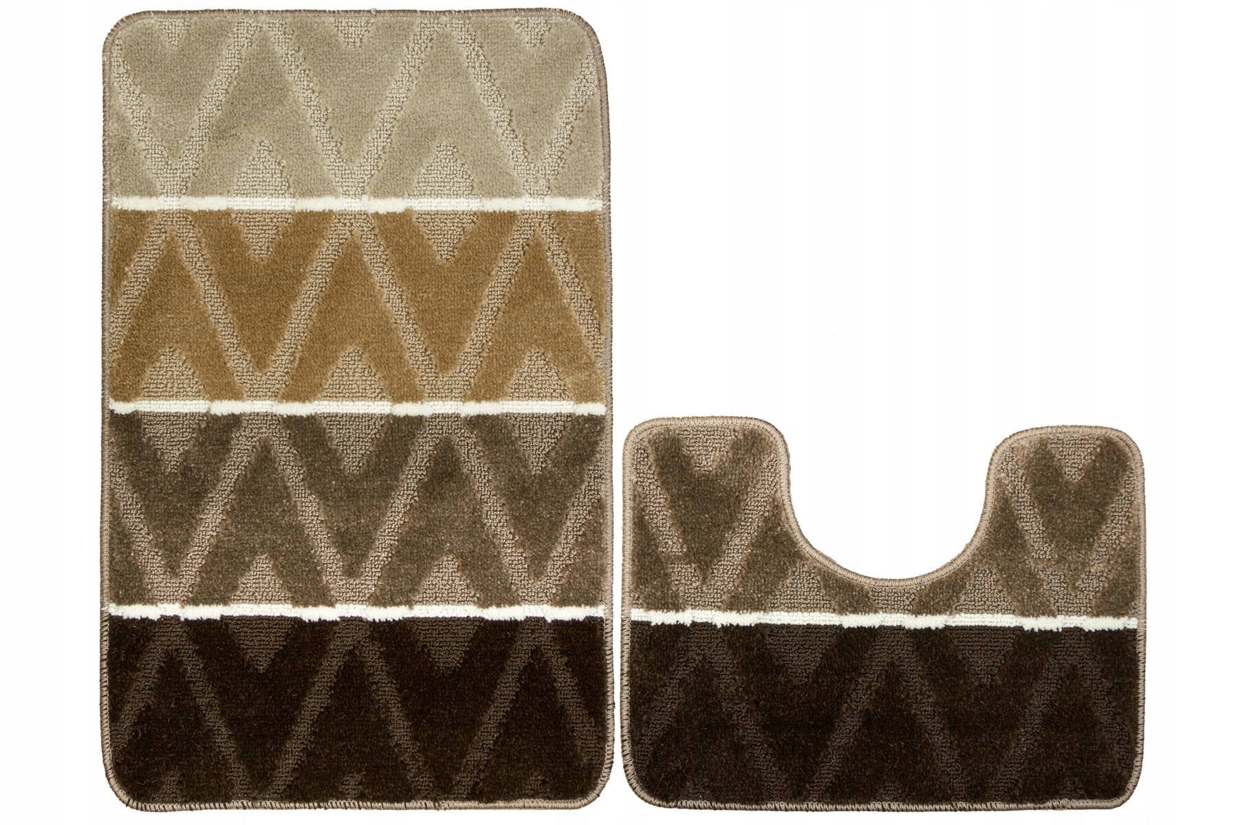 BATHROOM RUGS BEIGE BROWN WC DIAMONDS STRIPS RUBBERIZED PALM TREE 2-cz SET Manufacturer code palma beige 2cz
