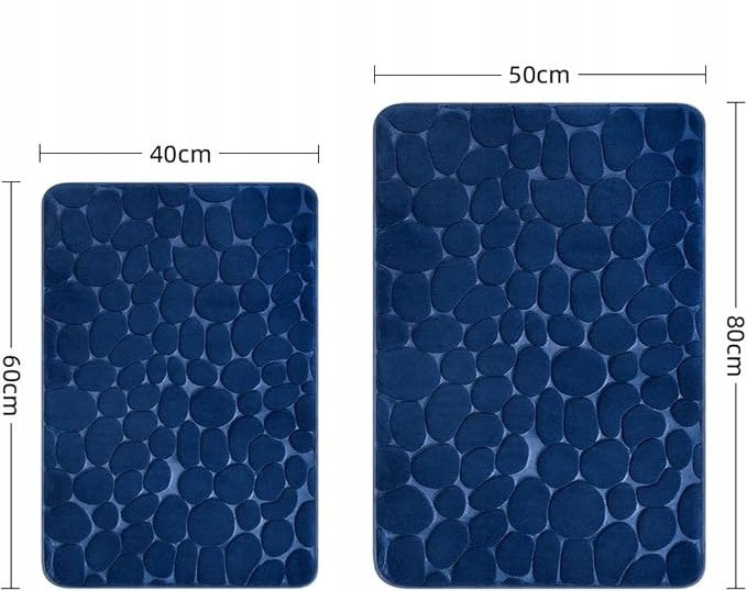 BATHROOM RUGS NAVY BLUE NON-SLIP SET OF 2 SOFT EAN (GTIN) 5906954403230