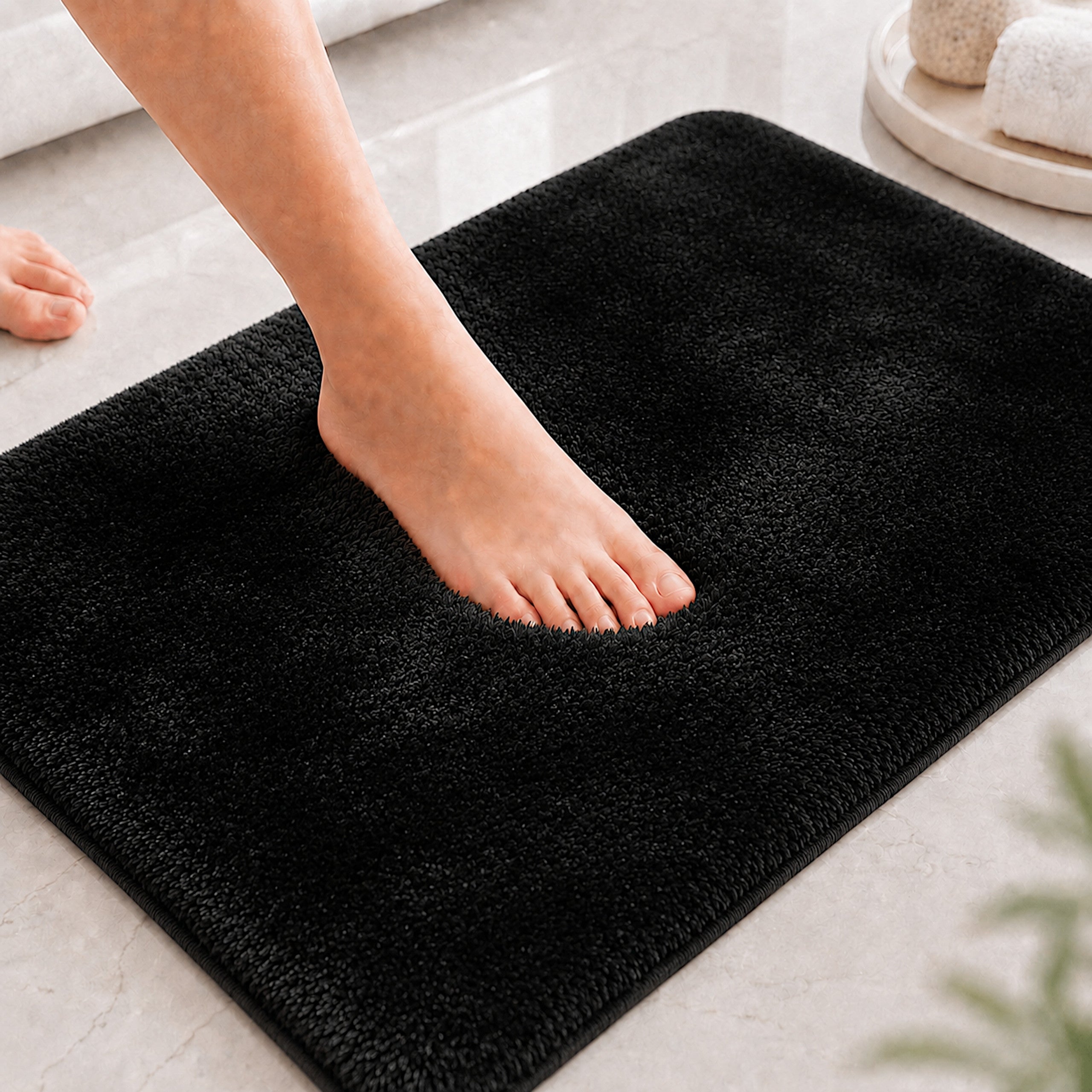 BATHROOM RUGS NON-SLIP SET 2 PIECE BLACK MODERN Brand Decorator Home