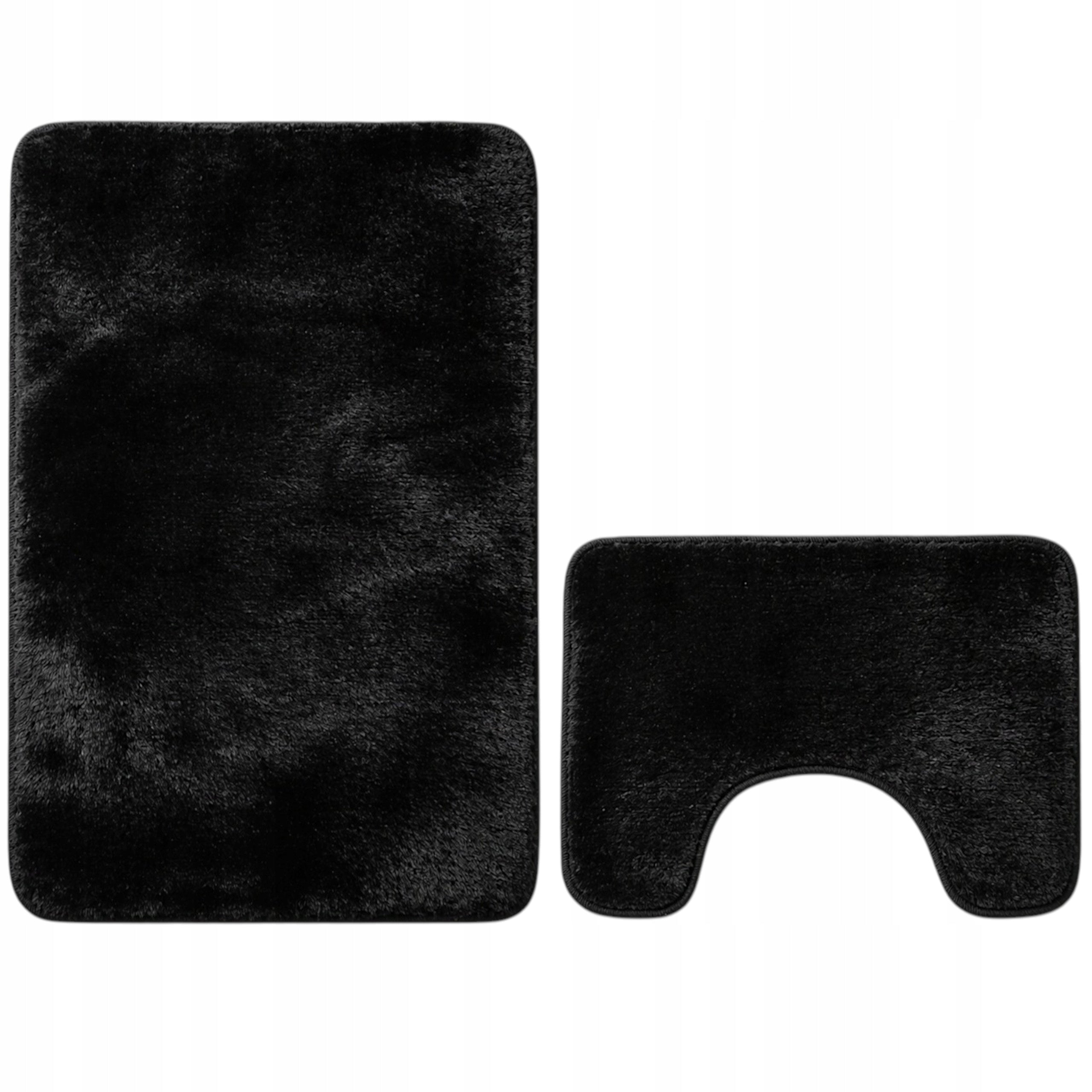 BATHROOM RUGS NON-SLIP SET 2 PIECE BLACK MODERN Packaging status original