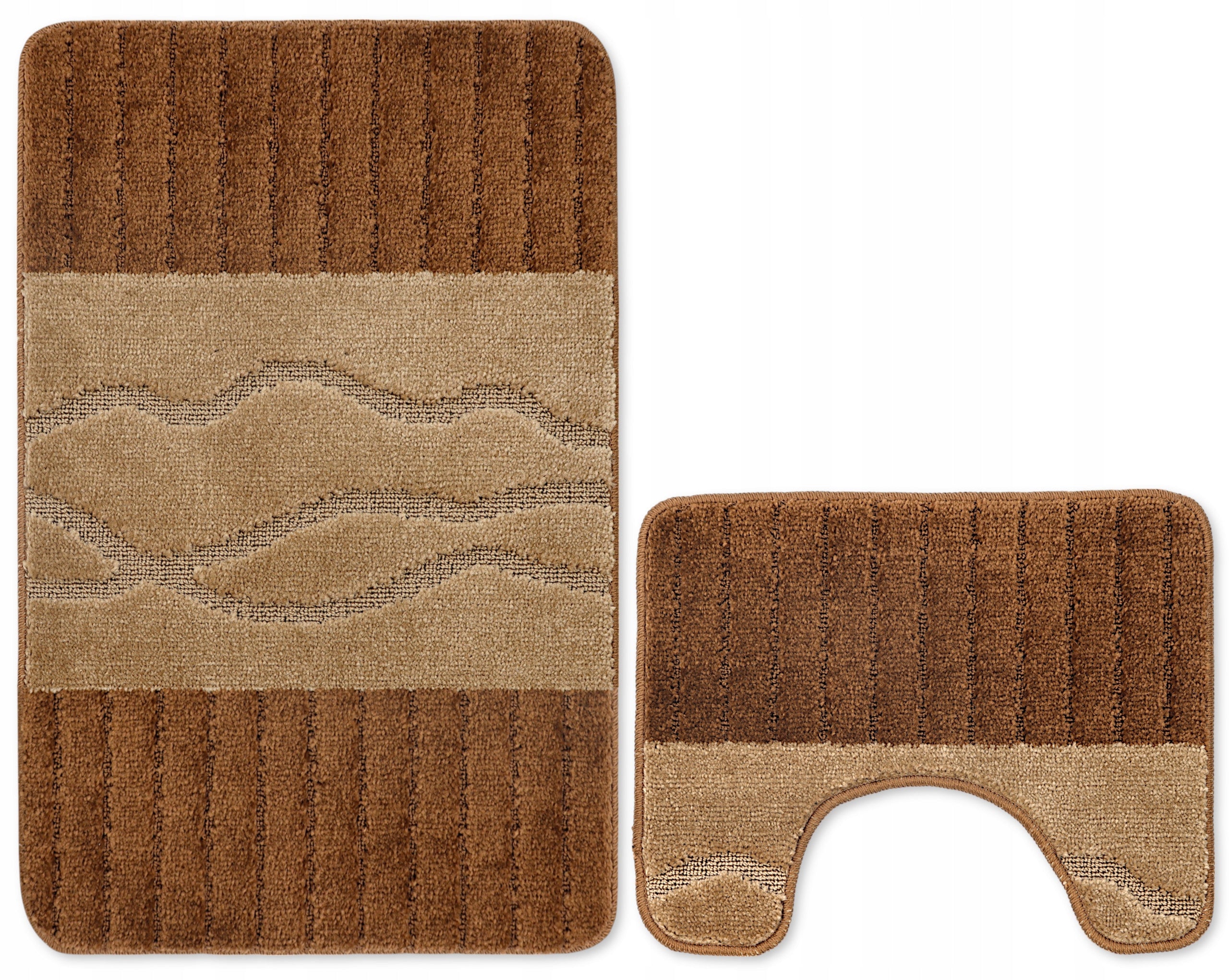 BATHROOM RUGS NON-SLIP SET 2 PIECE BROWN BEIGE 50X80 Packaging status original