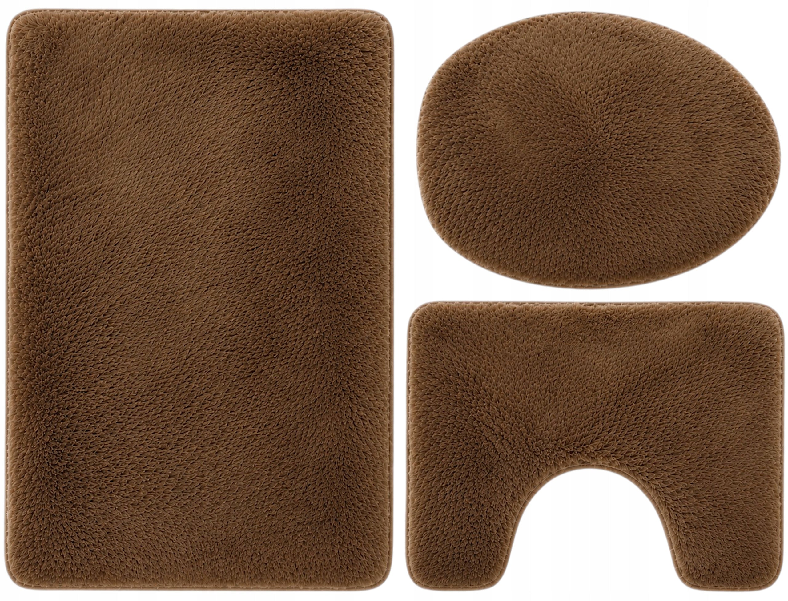 BATHROOM RUGS NON-SLIP SET 3 PIECE BROWN MODERN Packaging status original