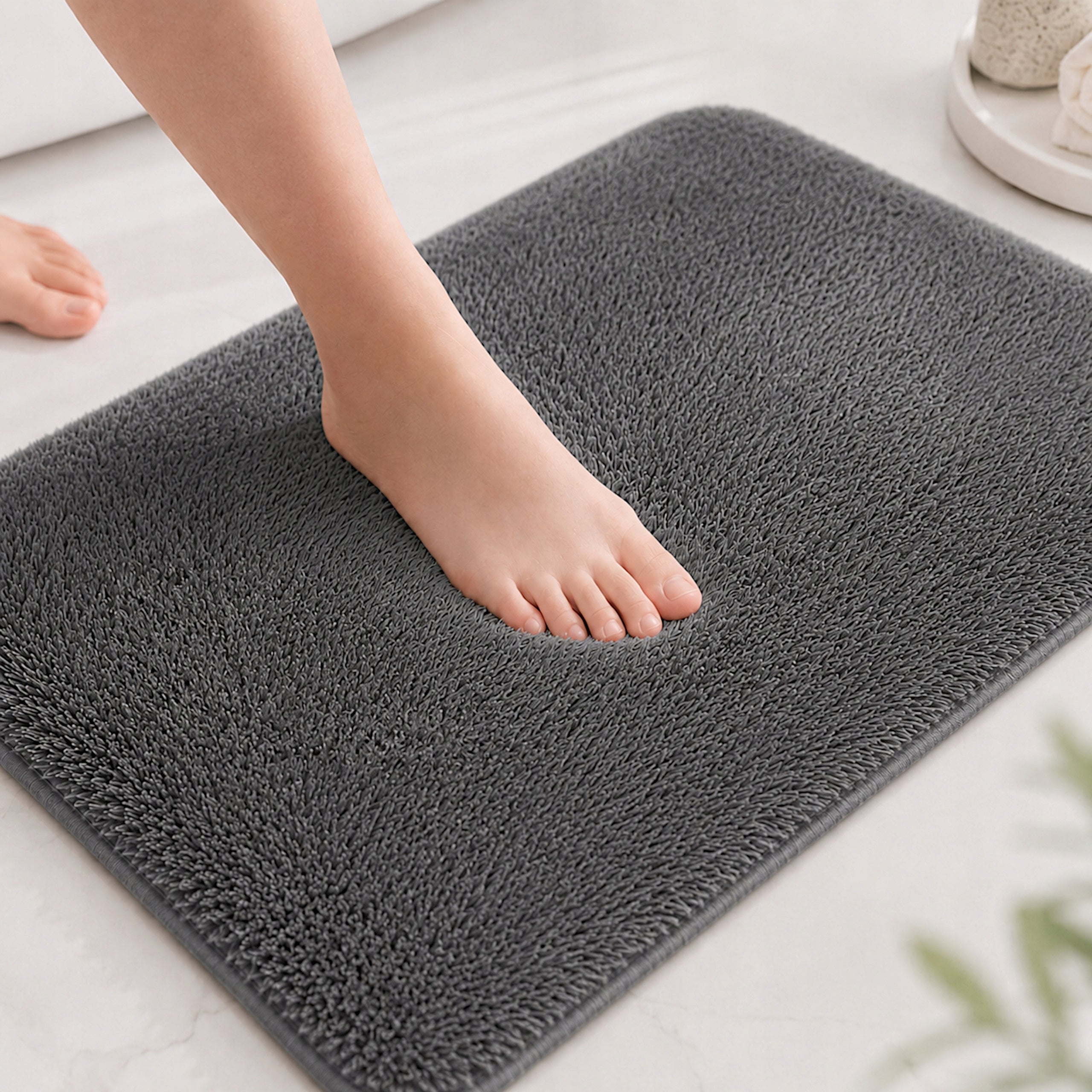 BATHROOM RUGS NON-SLIP SET 3 PIECE GREY QUICK DRYING Length 80 cm