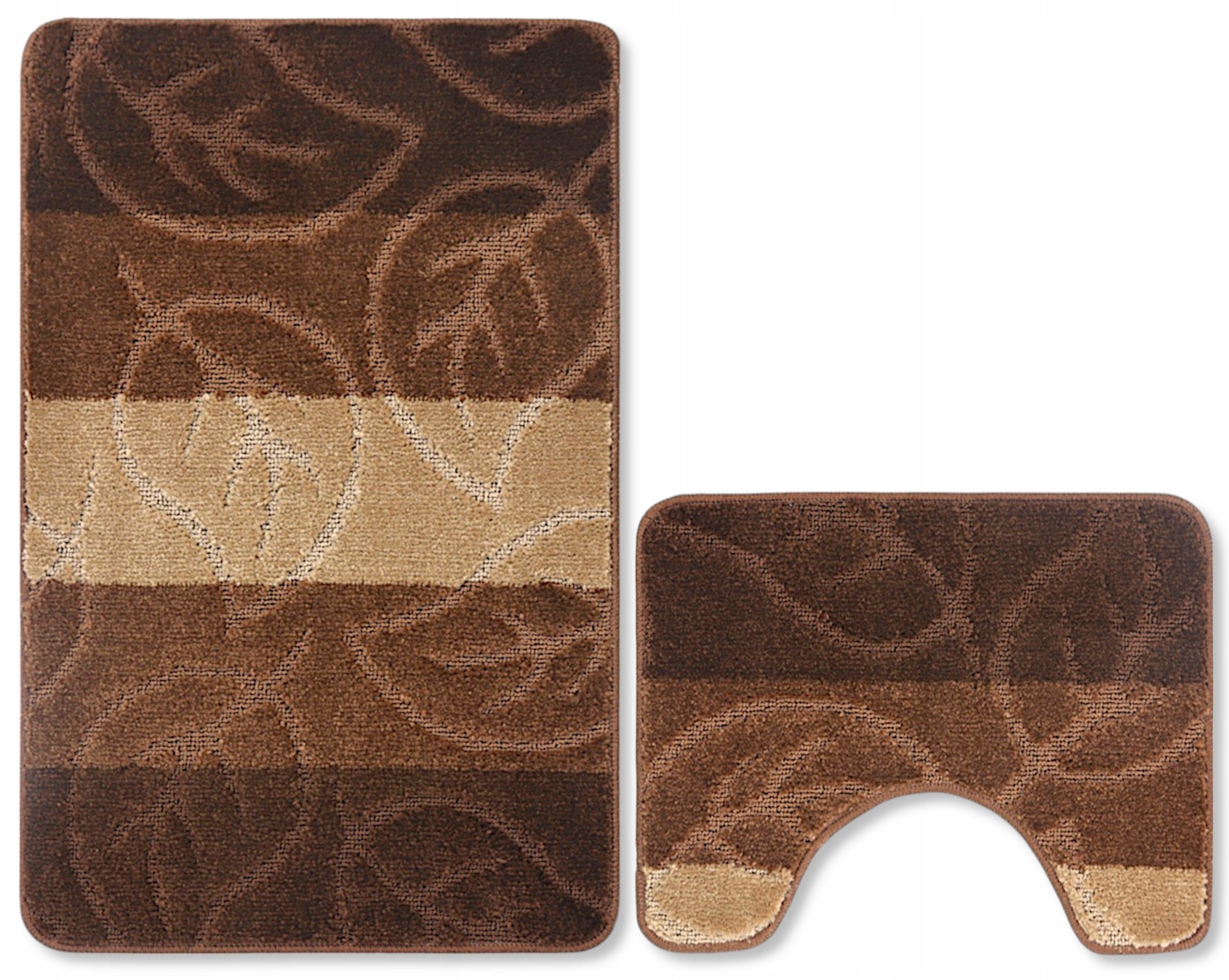 BATHROOM RUGS NON-SLIP SET OF 2 MODERN BROWN Length 80 cm