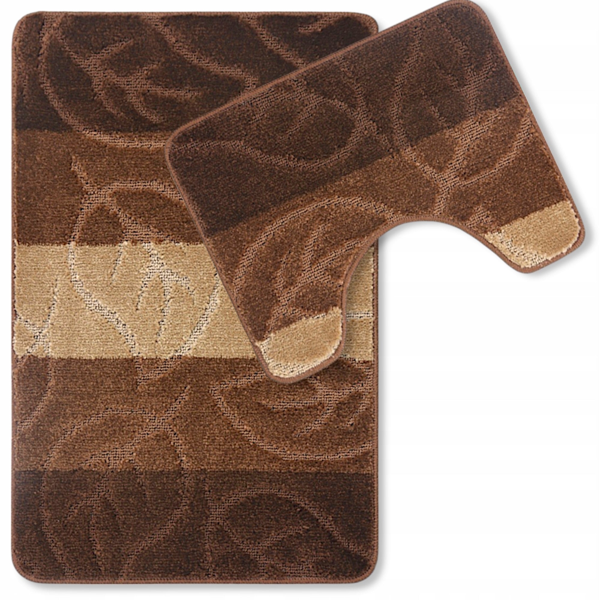 BATHROOM RUGS NON-SLIP SET OF 2 MODERN BROWN Packaging status original