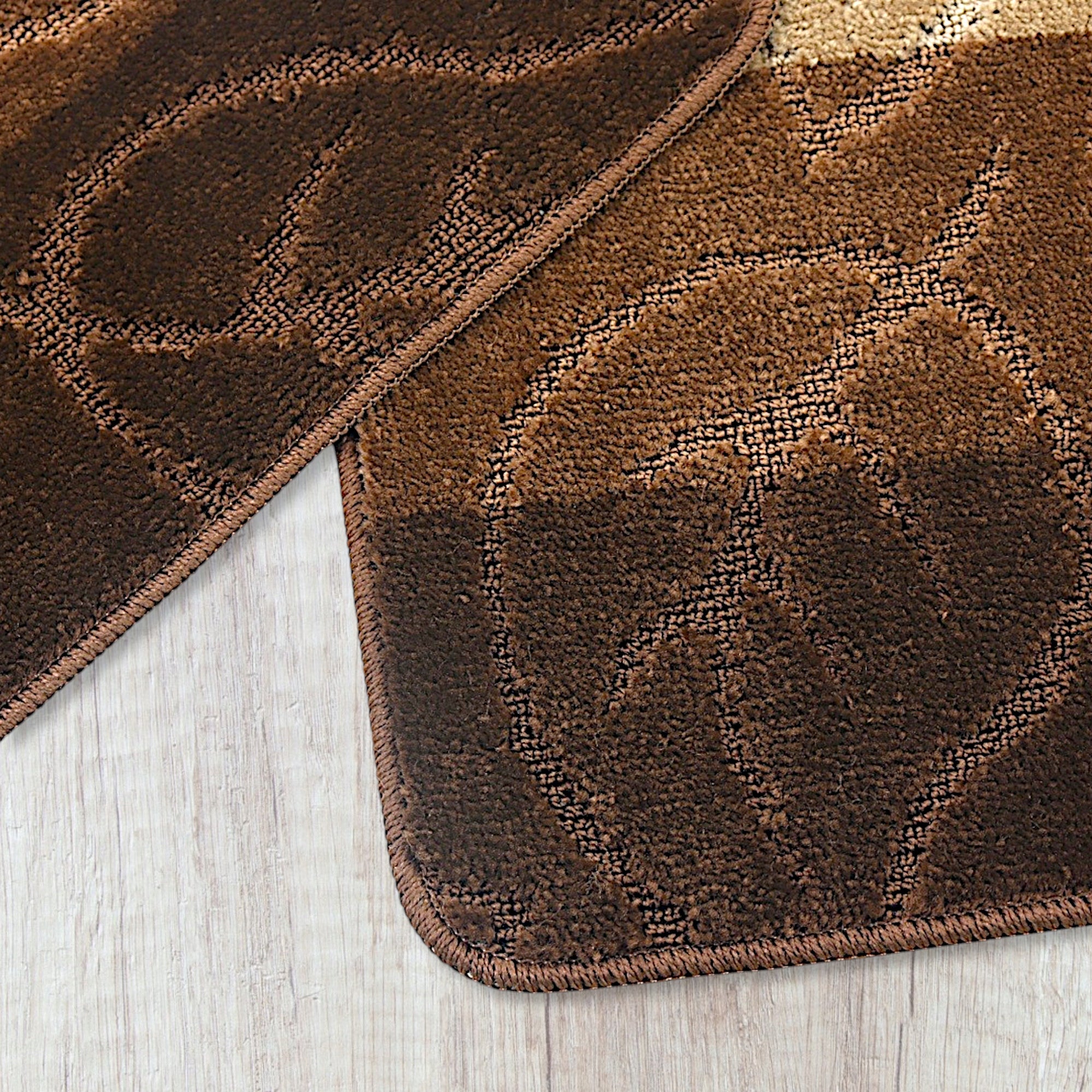 BATHROOM RUGS NON-SLIP SET OF 2 MODERN BROWN Thickness 13 mm