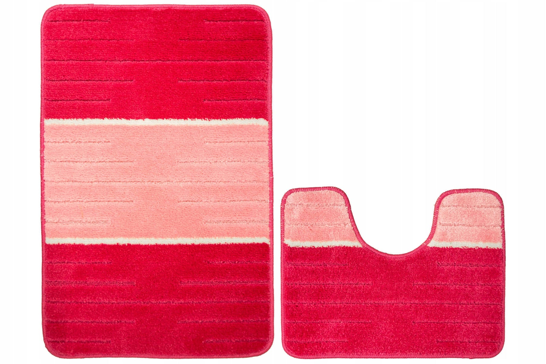 BATHROOM RUGS NON-SLIP SOFT PINK STRIPES COMO 2-cz SET