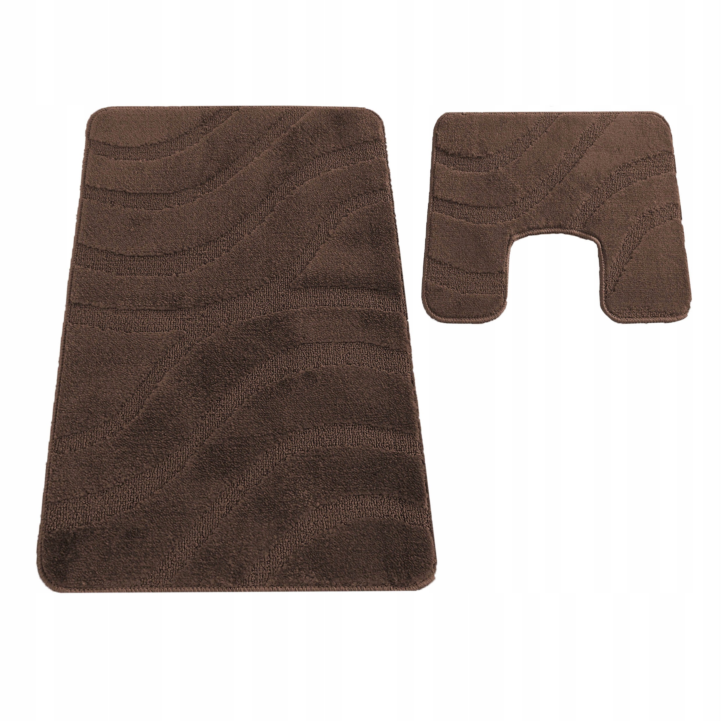 BATHROOM RUGS RUBBERIZED NON-SLIP WAVES 2 PCS CHOCOLATE