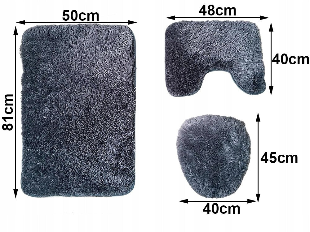 BATHROOM RUGS SET 3 PIECE 3IN1 NON-SLIP QUICK DRYING Thickness 10 mm