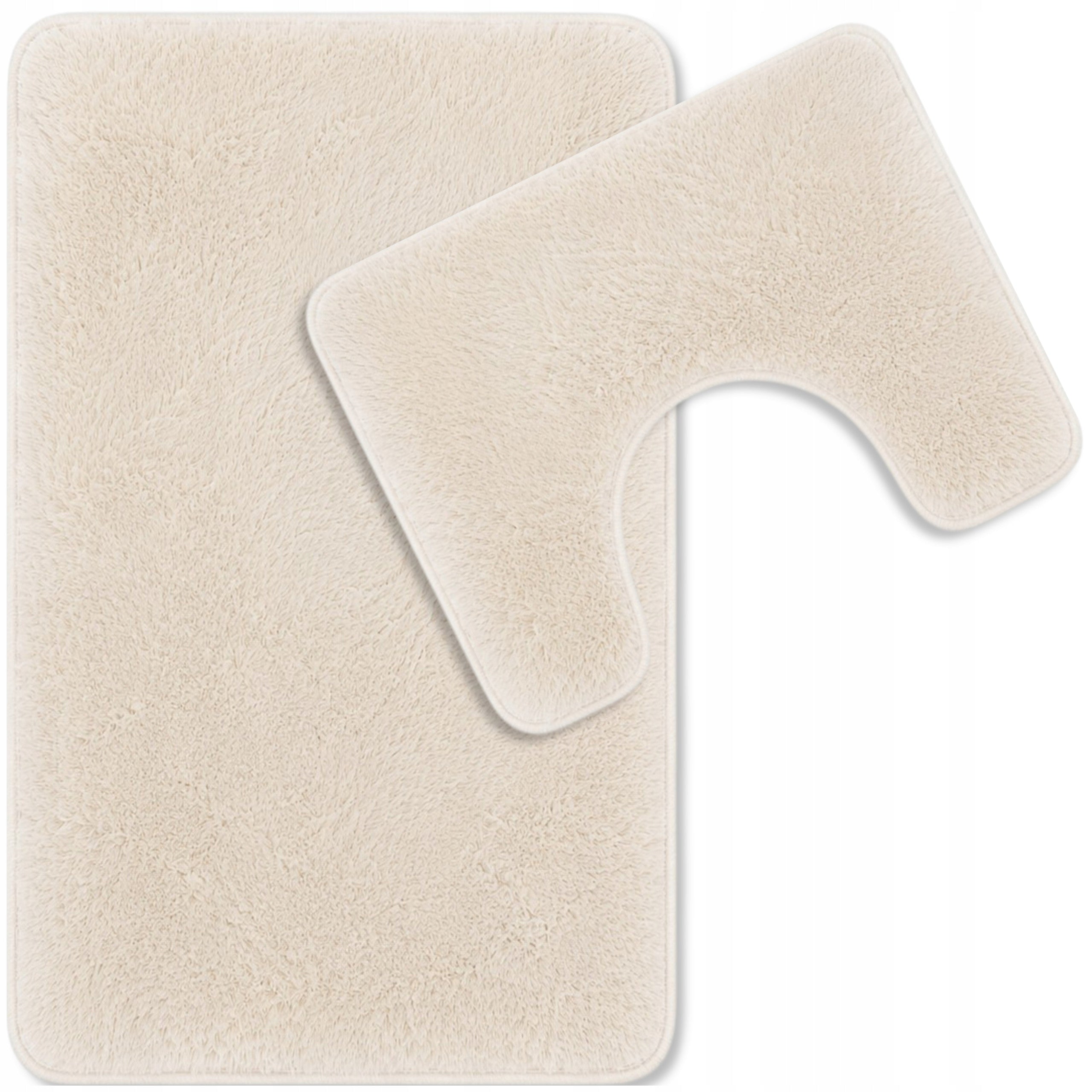 BATHROOM RUGS SET NON-SLIP 2 PIECE CREAM ECRU 50X80