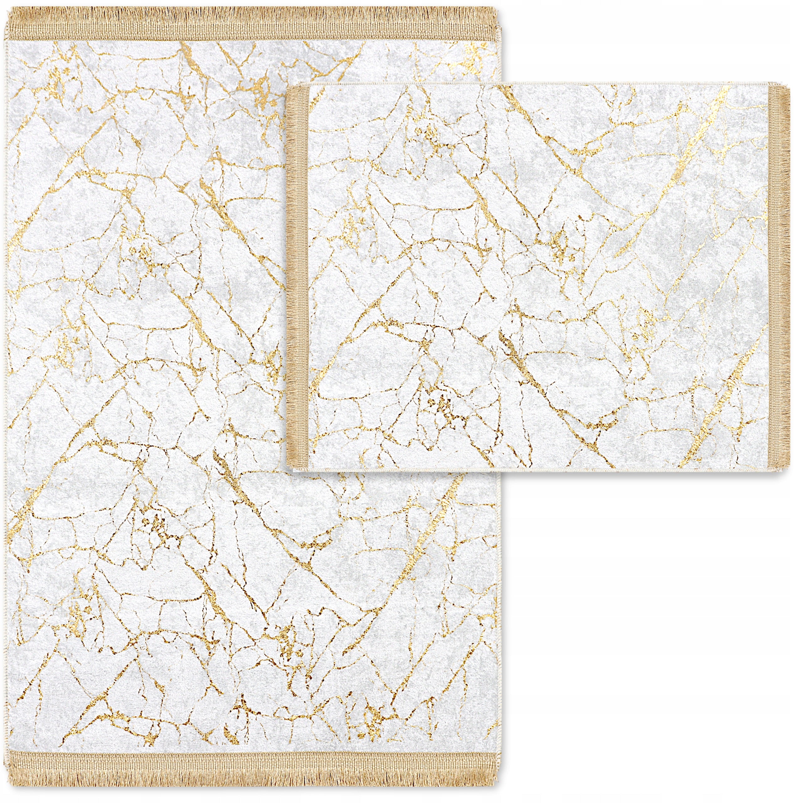 BATHROOM RUGS SET OF 2 NON-SLIP 60x100 GREY GOLD LARGE Packaging status original