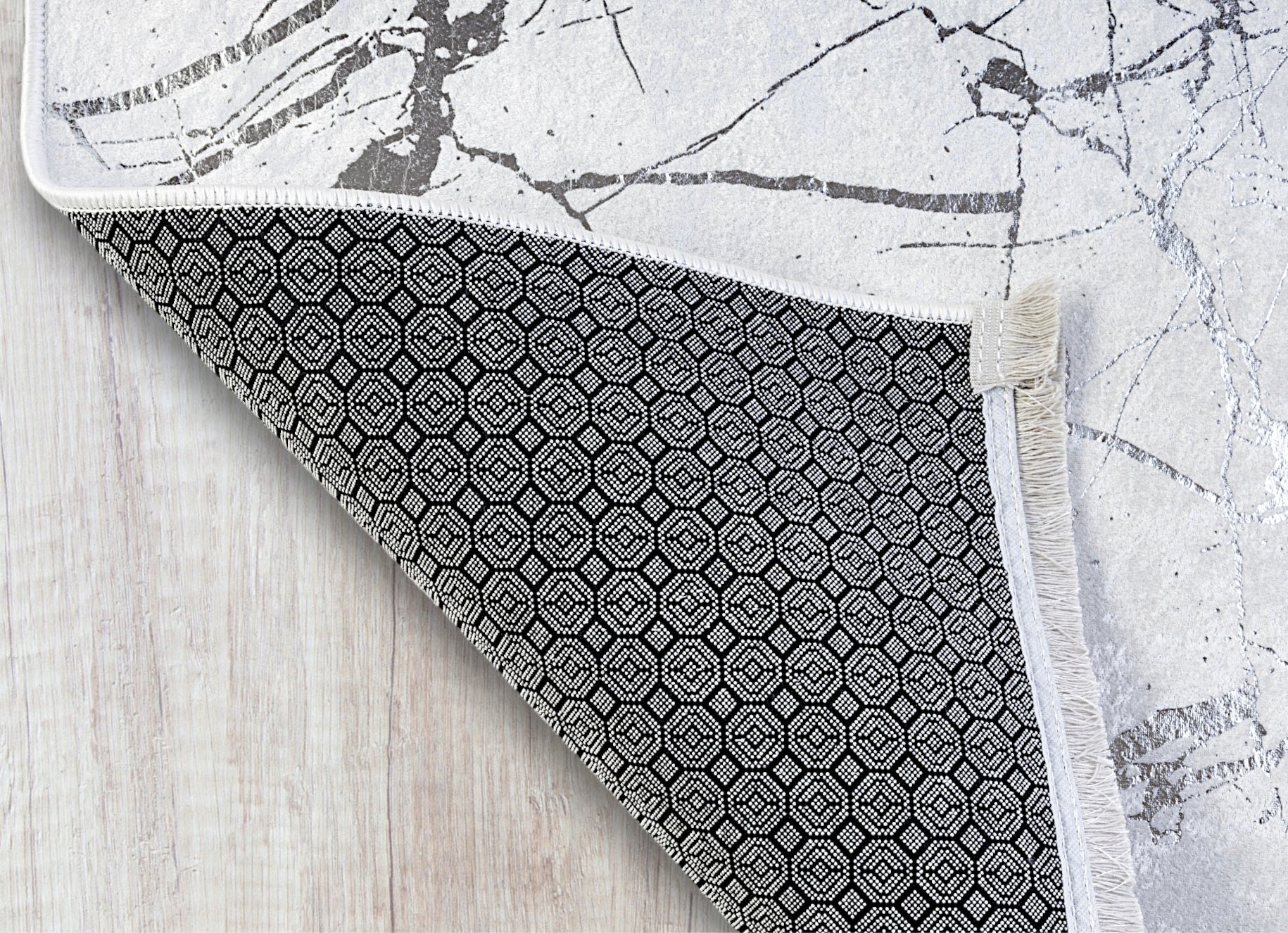 BATHROOM RUGS SET OF 2 NON-SLIP 60x100 GREY SILVER LARGE Length 100 cm