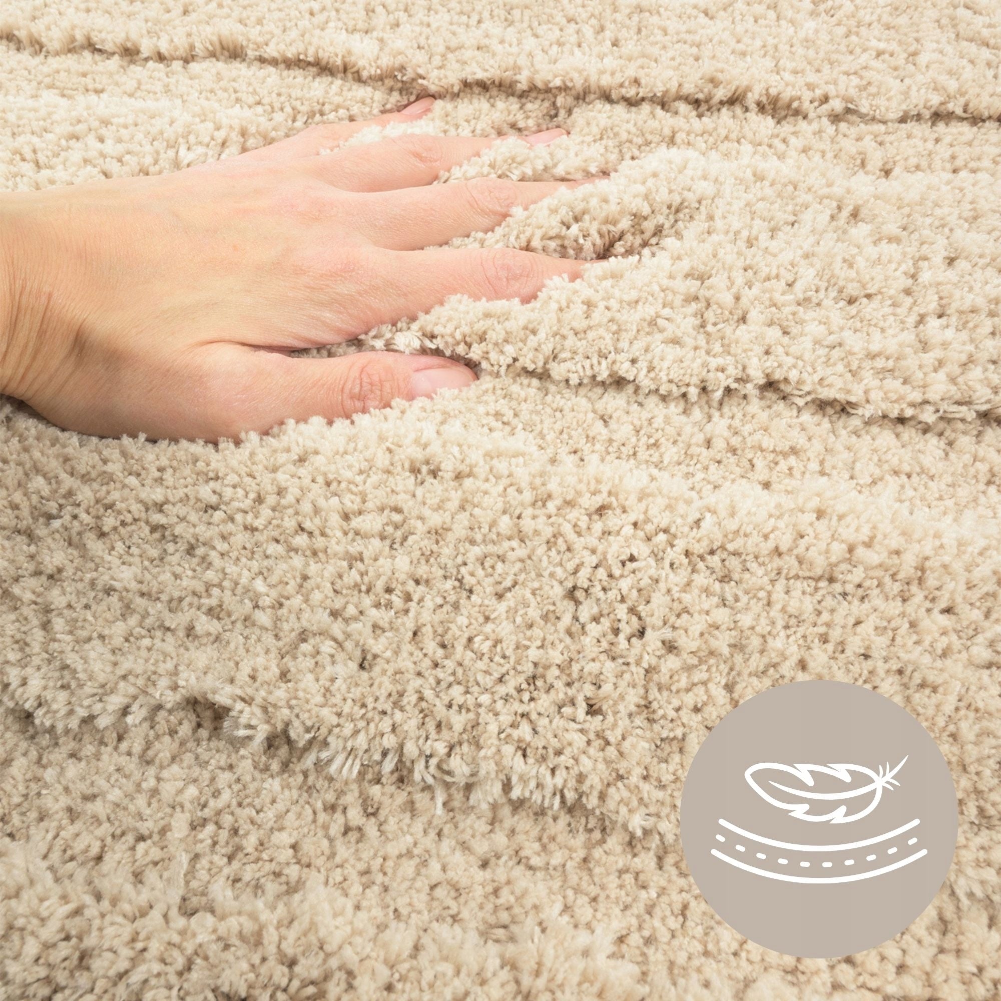 BATHROOM RUGS SET OF 2 PCS 50x80cm+50x80cm BEIGE ANTI-SLIP SHAGGY Length 80 cm