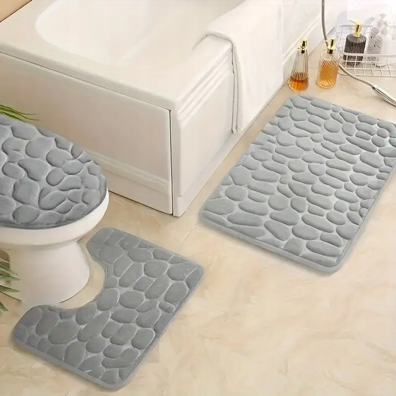 BATHROOM RUGS SOFT SET OF 3 FOR BATHROOM NON-SLIP Shape rectangle