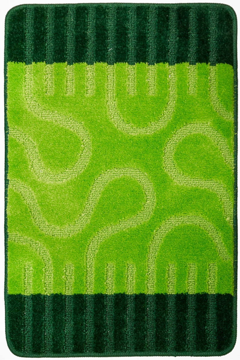 BATHROOM RUGS TOILETS RUBBERIZED STRIPED GREEN ROUNDABOUT 3-cz SET Brand Akcila
