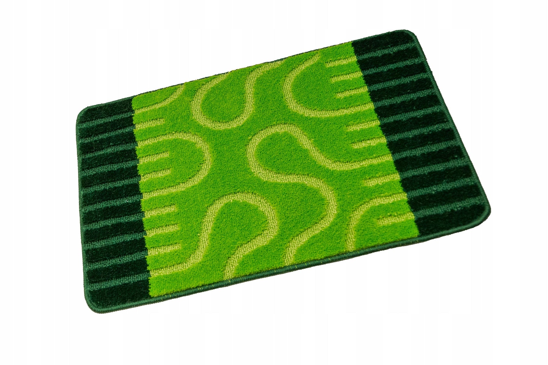 BATHROOM RUGS TOILETS RUBBERIZED STRIPED GREEN ROUNDABOUT 3-cz SET Length 80 cm