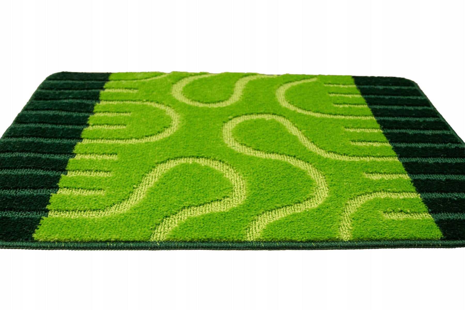 BATHROOM RUGS TOILETS RUBBERIZED STRIPED GREEN ROUNDABOUT 3-cz SET Shape rectangle