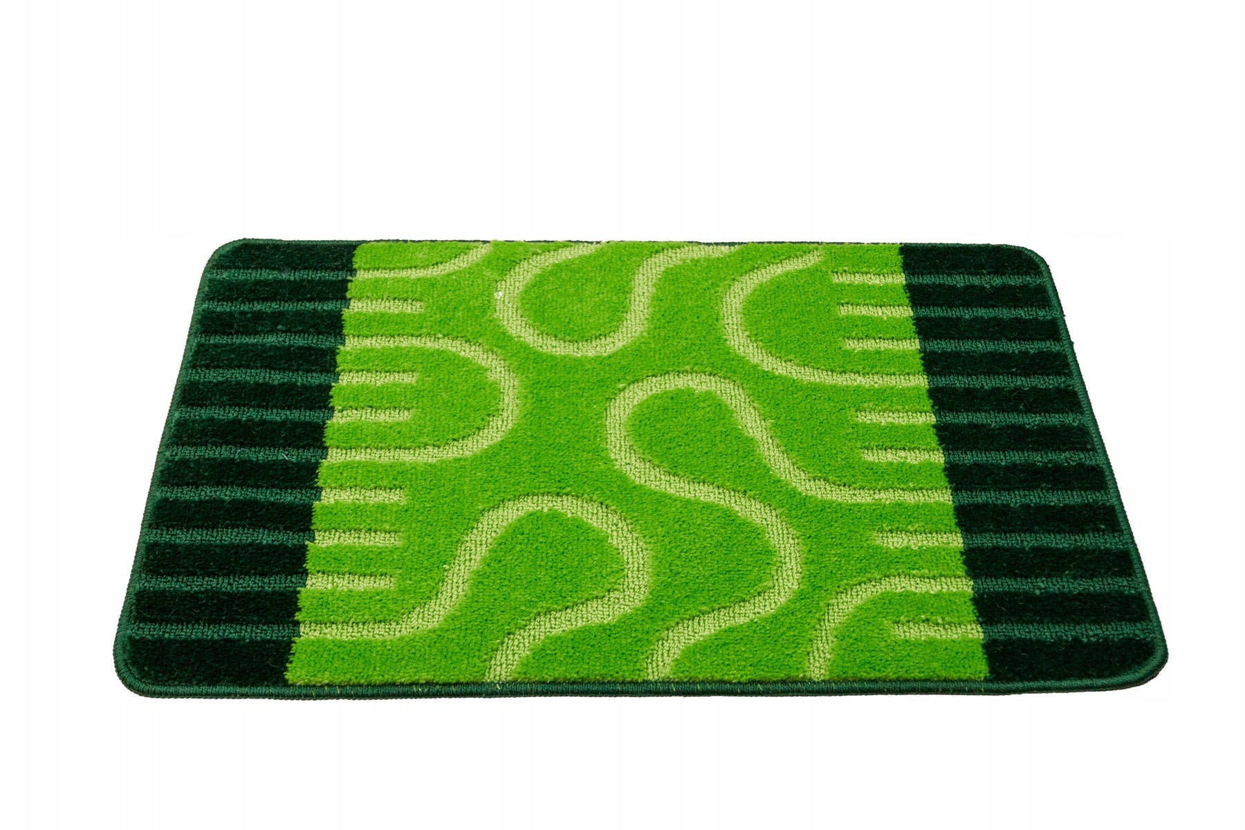 BATHROOM RUGS TOILETS RUBBERIZED STRIPED GREEN ROUNDABOUT 3-cz SET Thickness 11 mm