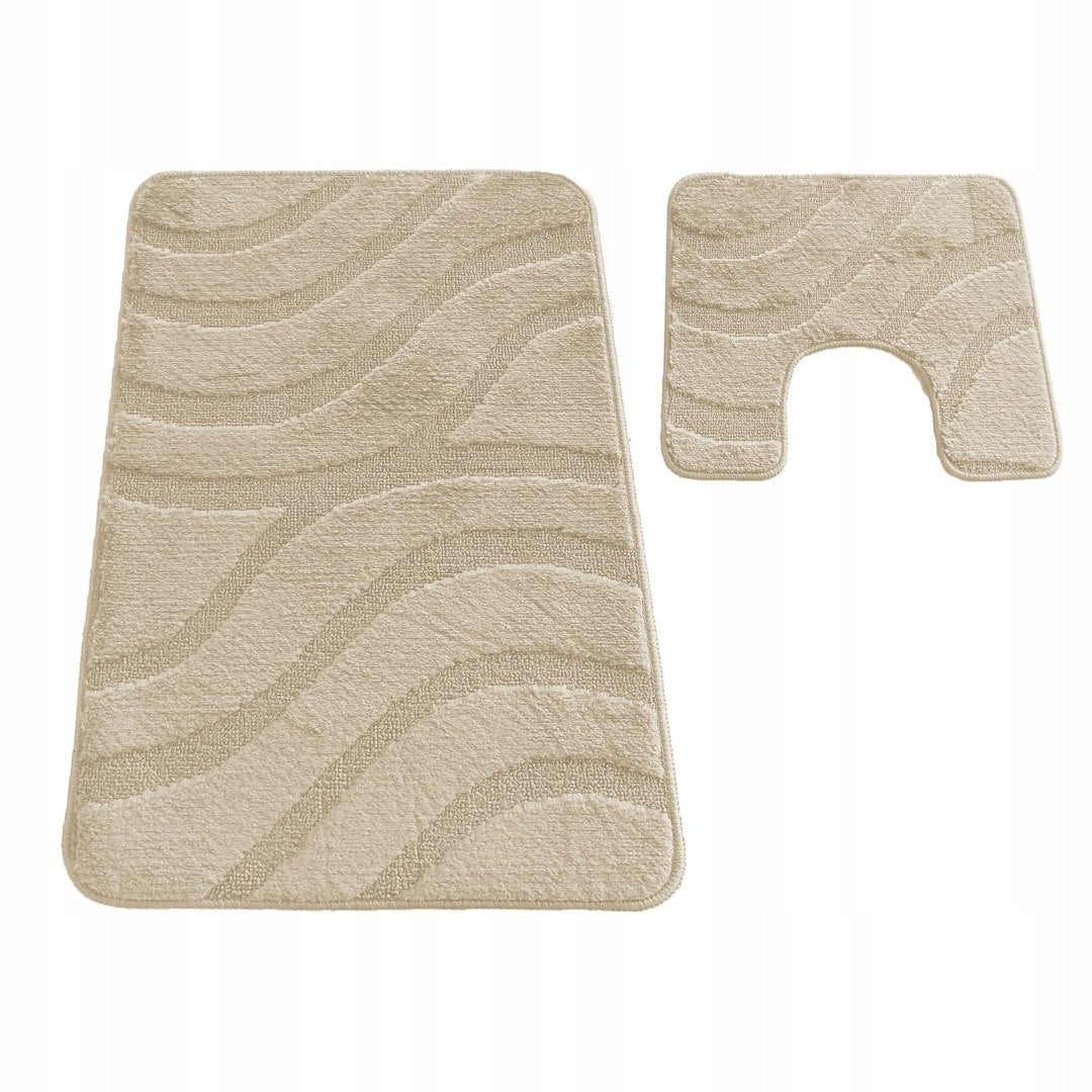 BATHROOM RUGS with Symphony Beige Cutout Set of 50 cm x 80 cm and 40